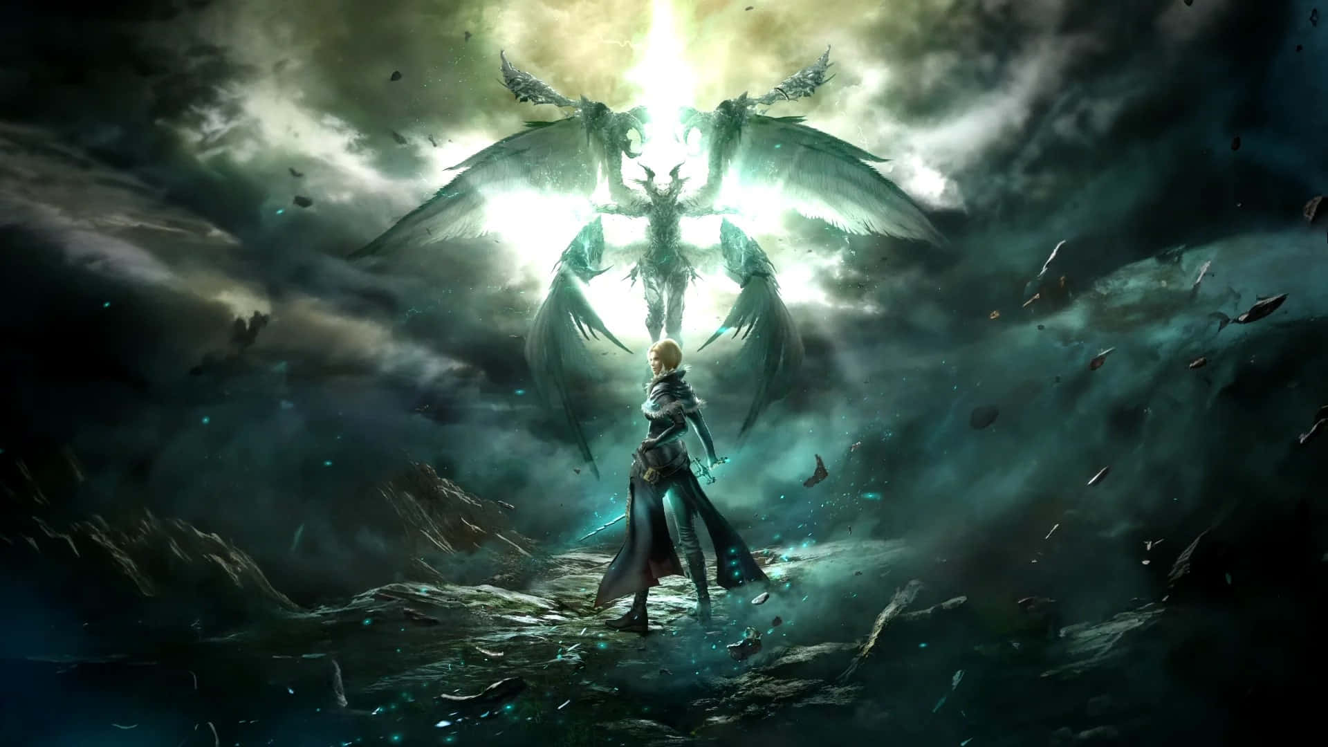 Final Fantasy 16, epic confrontation, lone warrior, Full HD Desktop Wallpaper