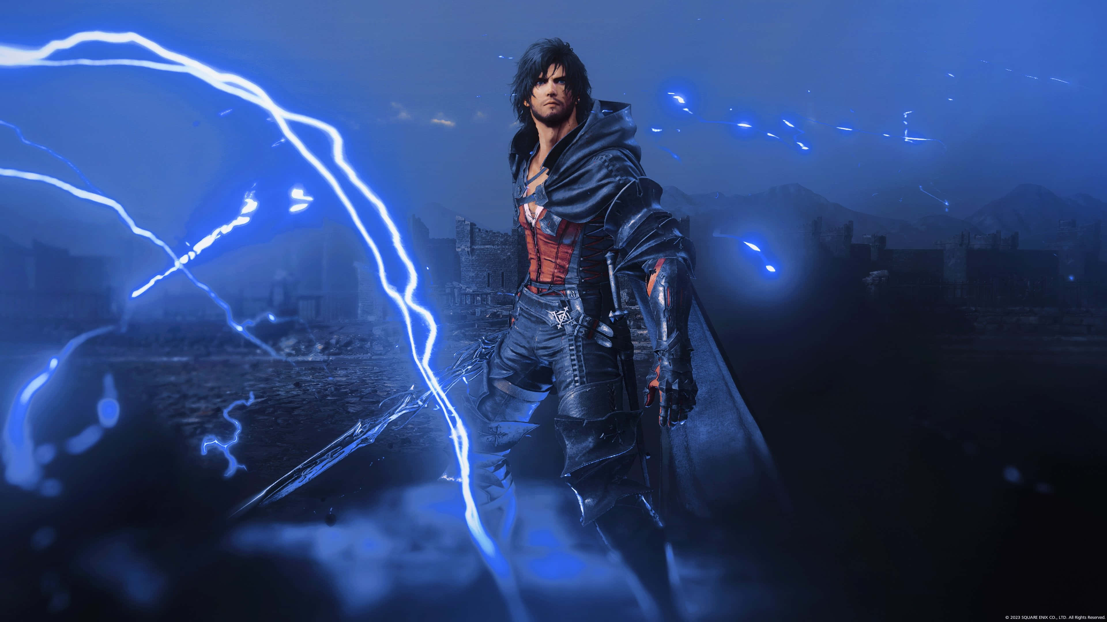 Final Fantasy 16, main character, crackling blue lightning, 4K Desktop Wallpaper