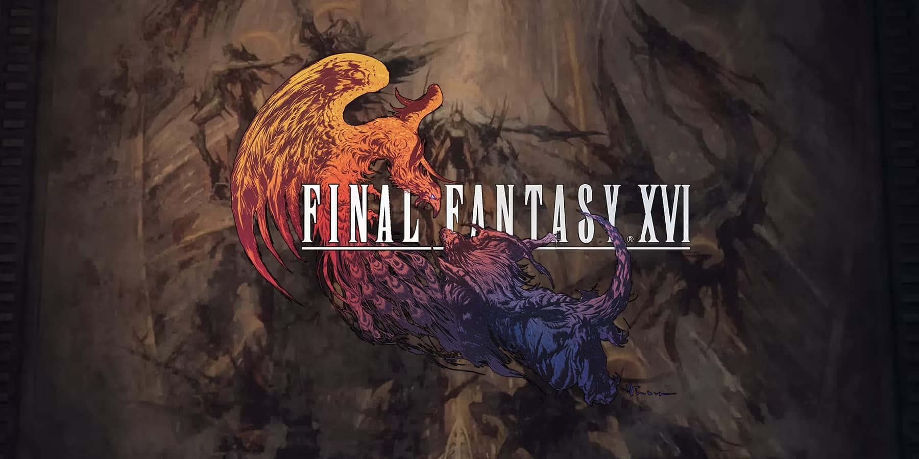 Final Fantasy 16, fiery orange, purple dragon, HD Desktop Wallpaper