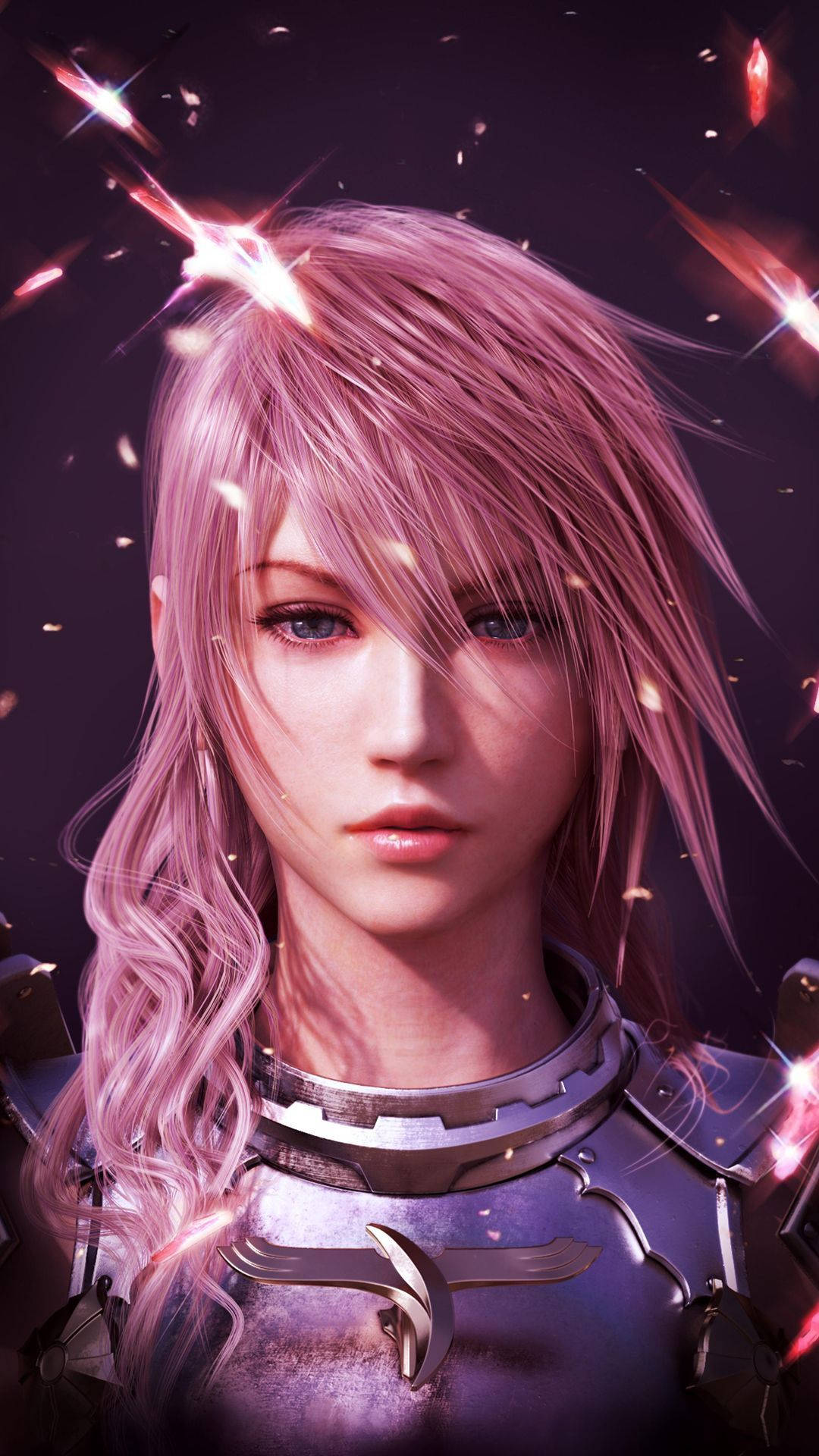 Final Fantasy, pink-haired anime warrior, metallic armor, Full HD Phone Wallpaper