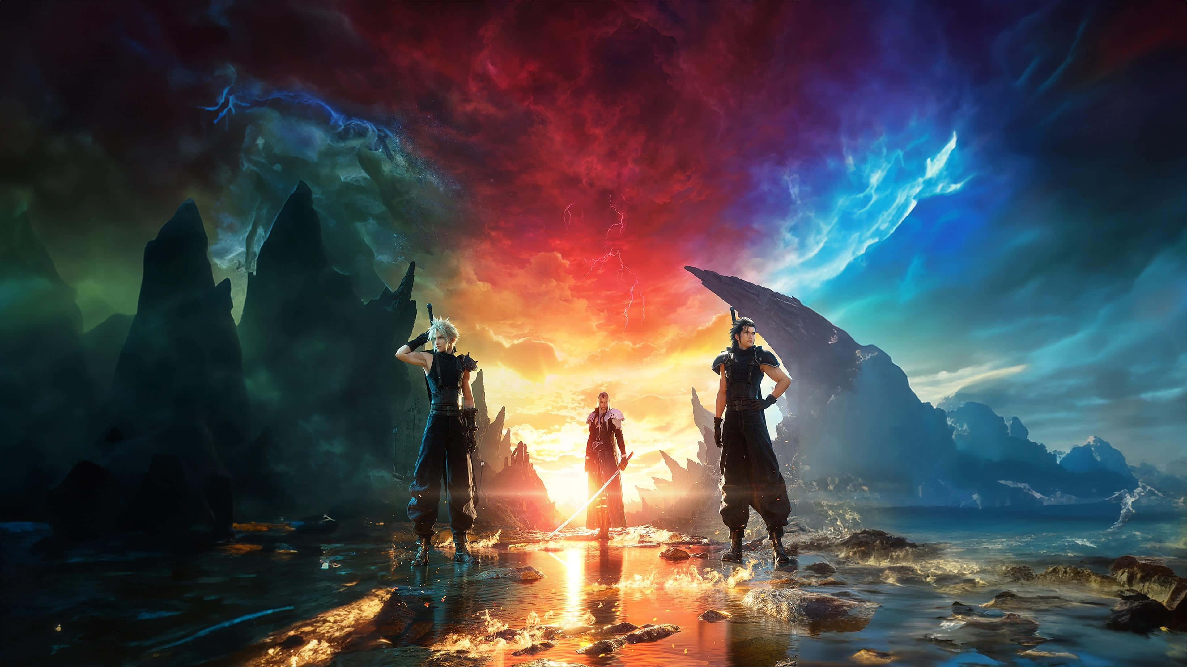 Final Fantasy 7 Rebirth, armored warriors, jagged cliffs, 4K Desktop Wallpaper