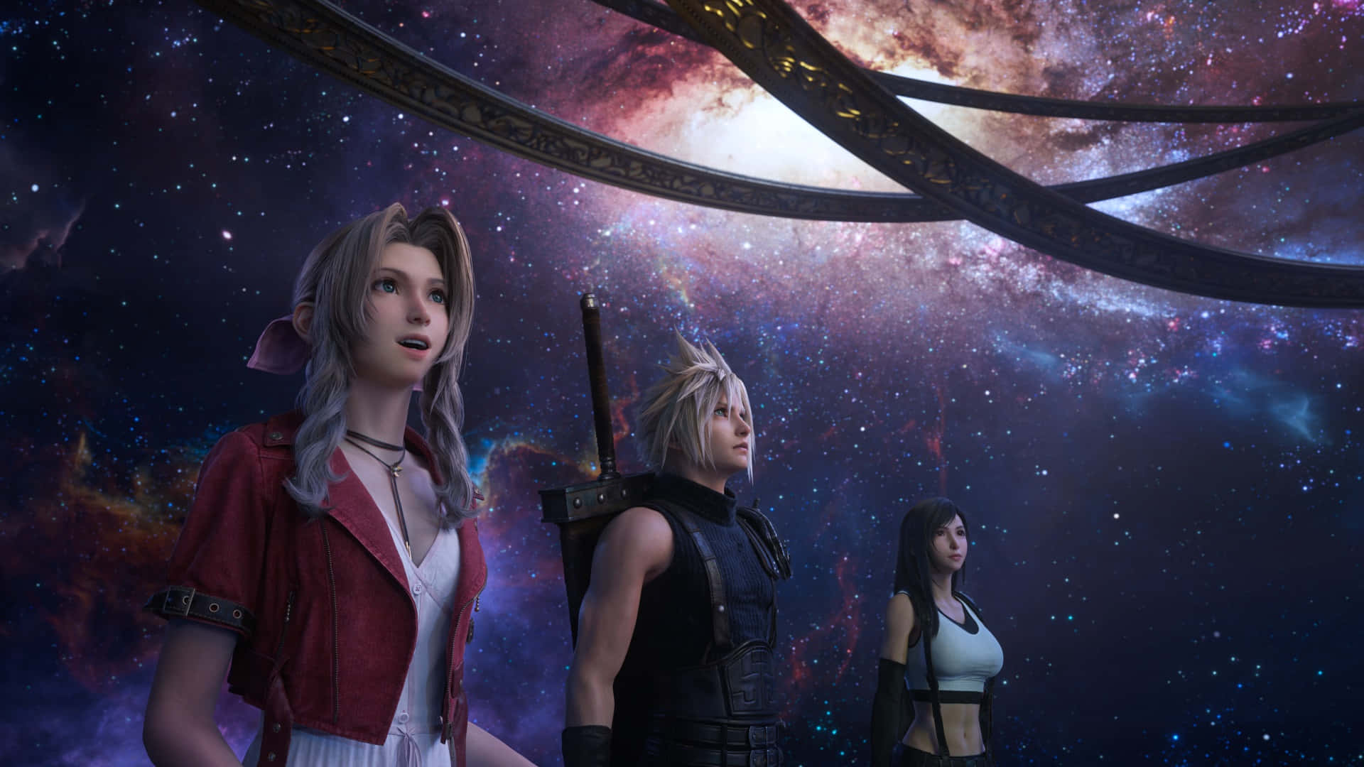 Final Fantasy 7 Rebirth, cosmic archway, vibrant nebula, Full HD Desktop Wallpaper