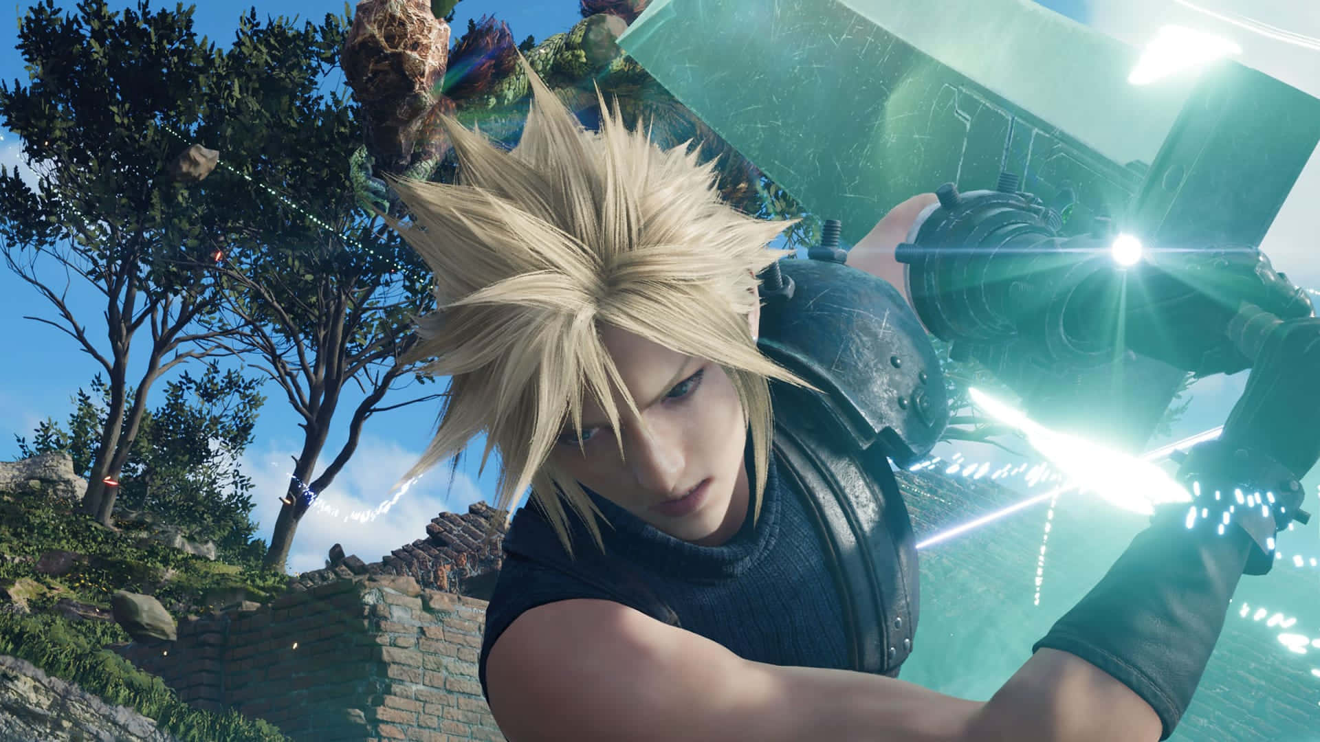 Final Fantasy 7 Rebirth, Cloud, glowing green sword, Full HD Desktop Wallpaper