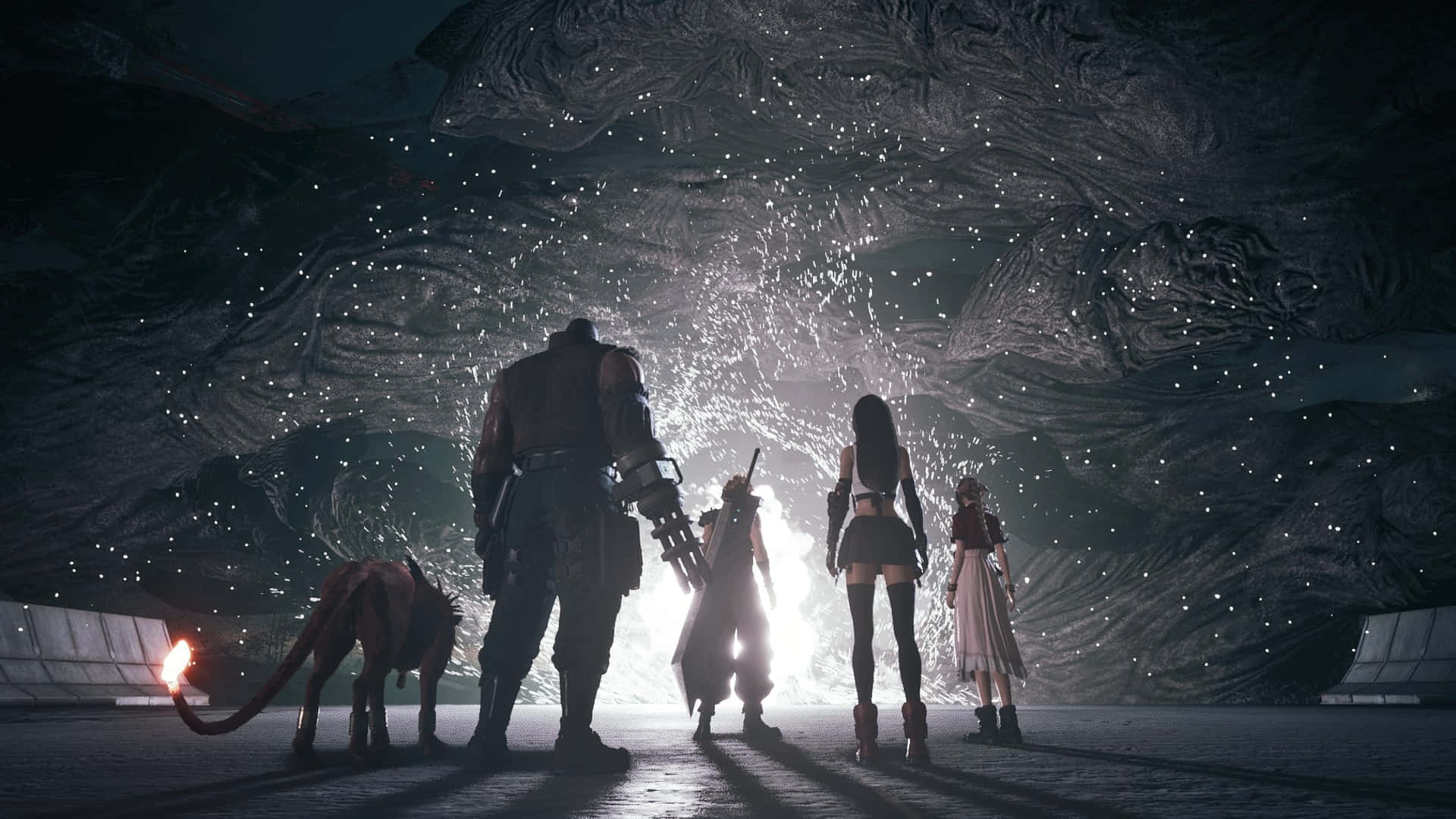 Final Fantasy 7 Rebirth, characters, glowing cosmic rift, Full HD Desktop Wallpaper