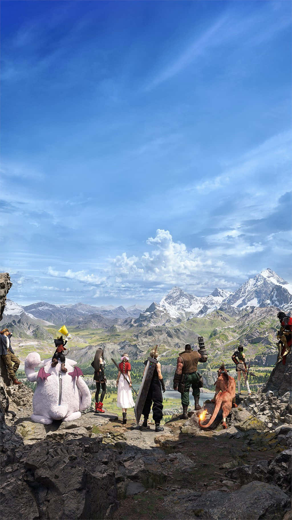 Final Fantasy 7 Rebirth, characters, mountainous landscape, HD Phone Wallpaper