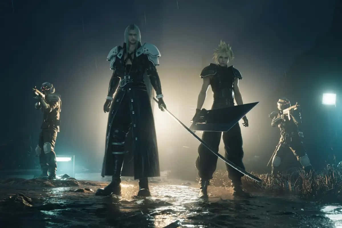 Final Fantasy 7 Rebirth, characters, rainy night, SD Desktop Wallpaper