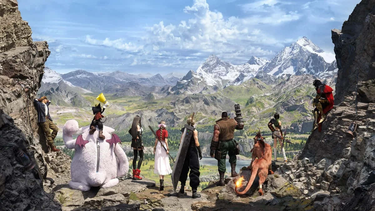 Final Fantasy 7 Rebirth, characters, rocky cliff, SD Desktop Wallpaper