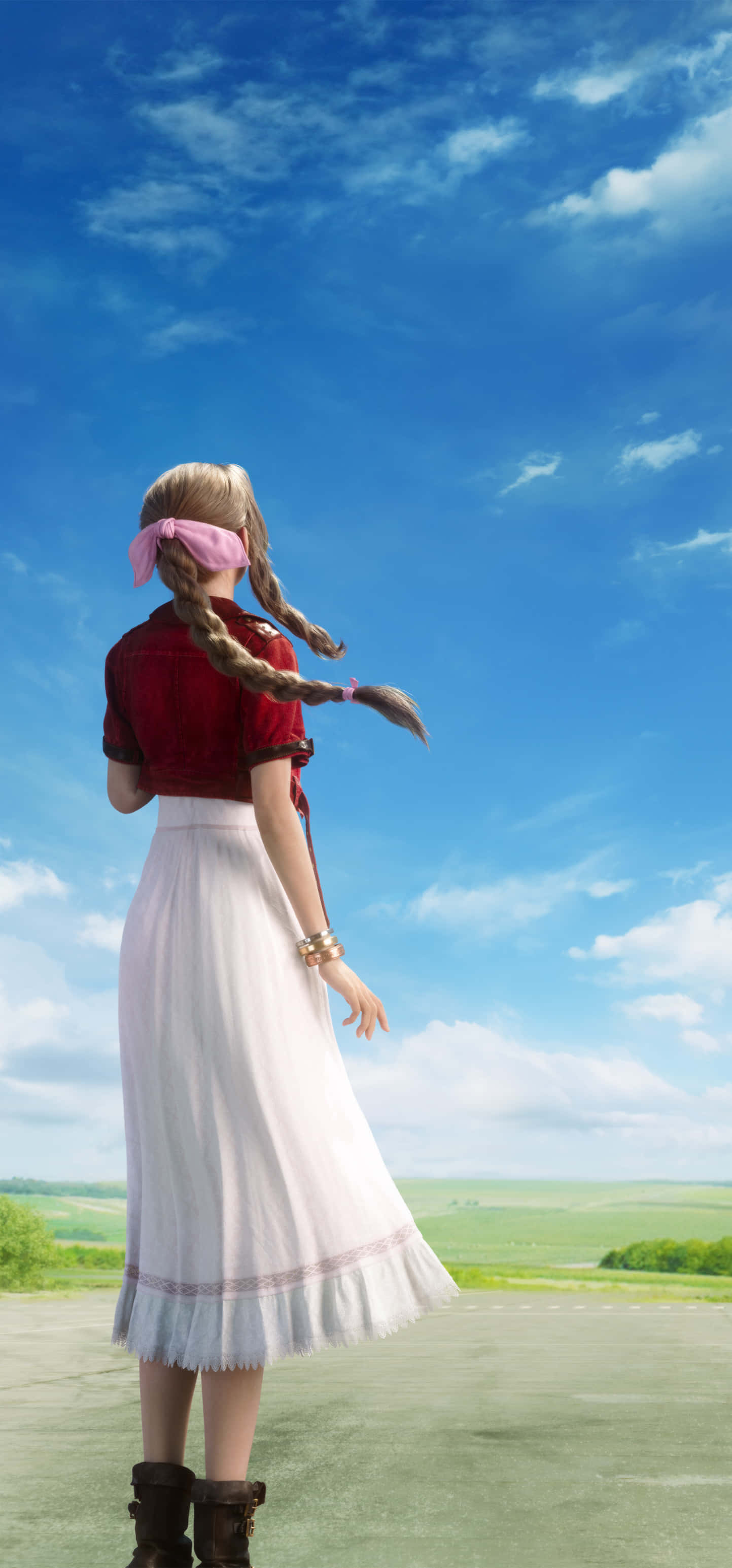Final Fantasy 7 Remake, character, gazing at sky, 2K Phone Wallpaper