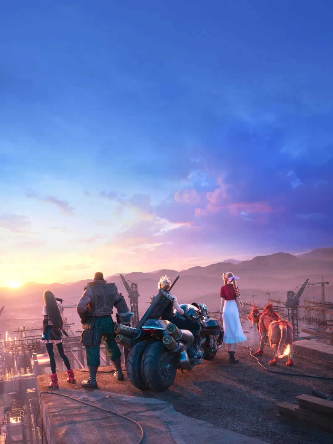 Final Fantasy 7 Remake, sunset, rooftop, HD Phone Wallpaper