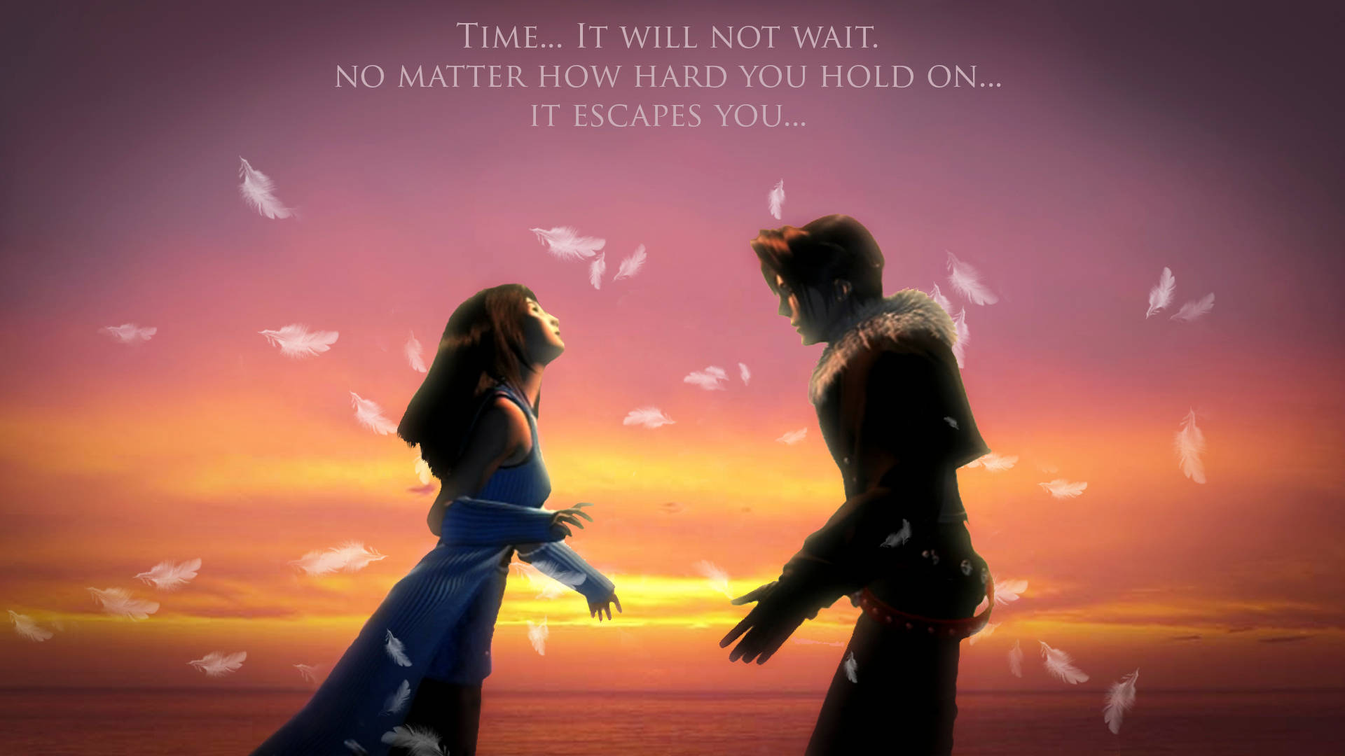 Final Fantasy 8, romantic stance, vibrant sunset sky, Full HD Desktop Wallpaper