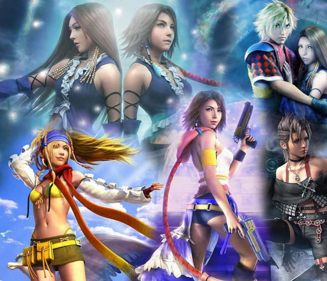 Final Fantasy, anime-style female characters, cosmic sky, SD Desktop Wallpaper