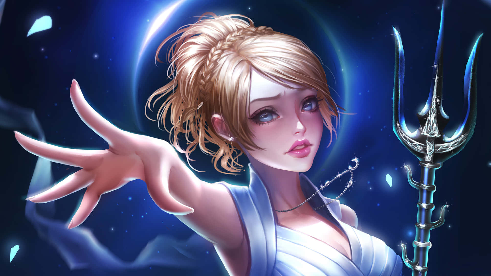 Final Fantasy Ashe, blonde-haired goddess, white gown, Full HD Desktop Wallpaper