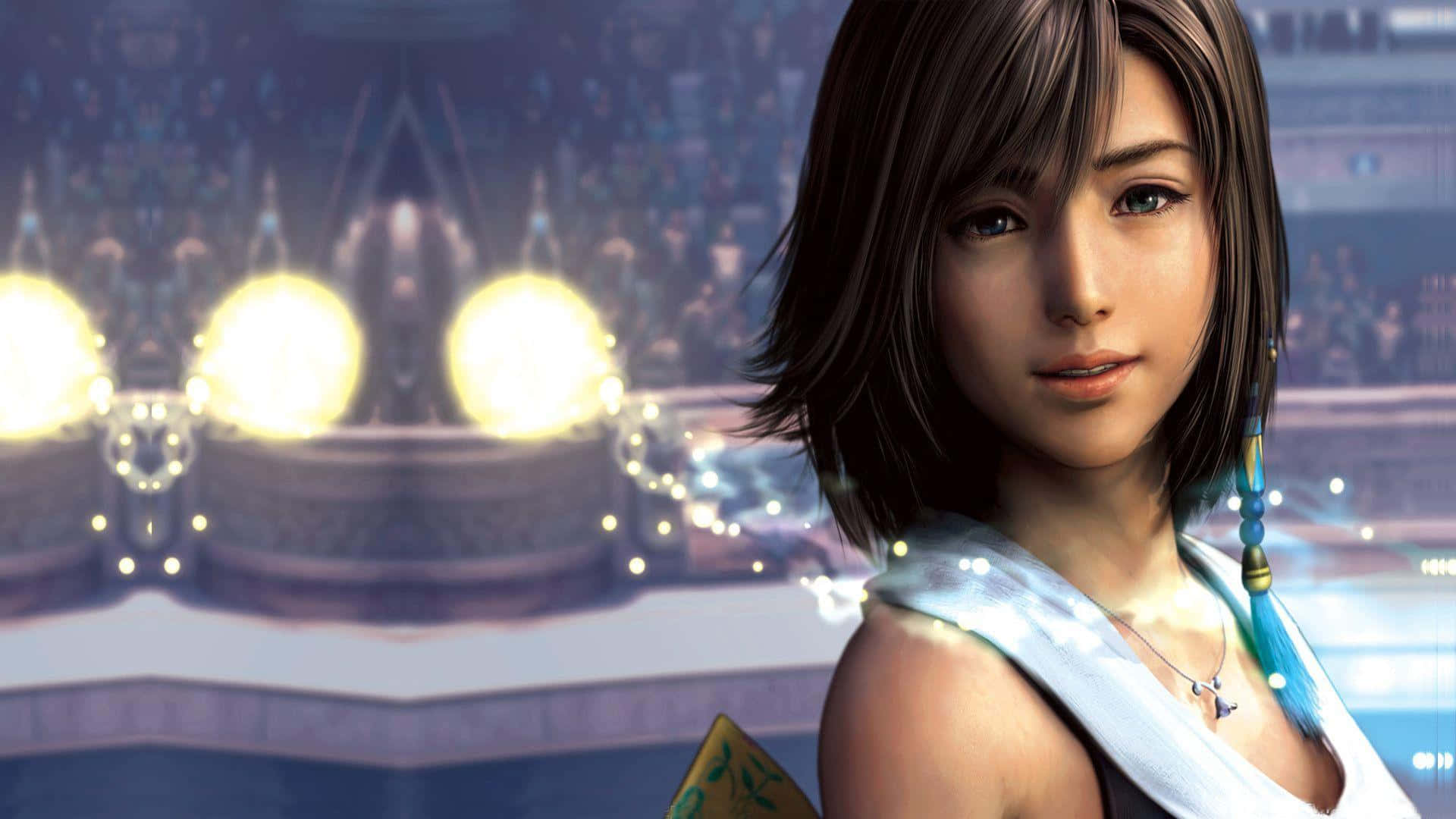 Final Fantasy Ashe, short brown hair, blue earrings, Full HD Desktop Wallpaper