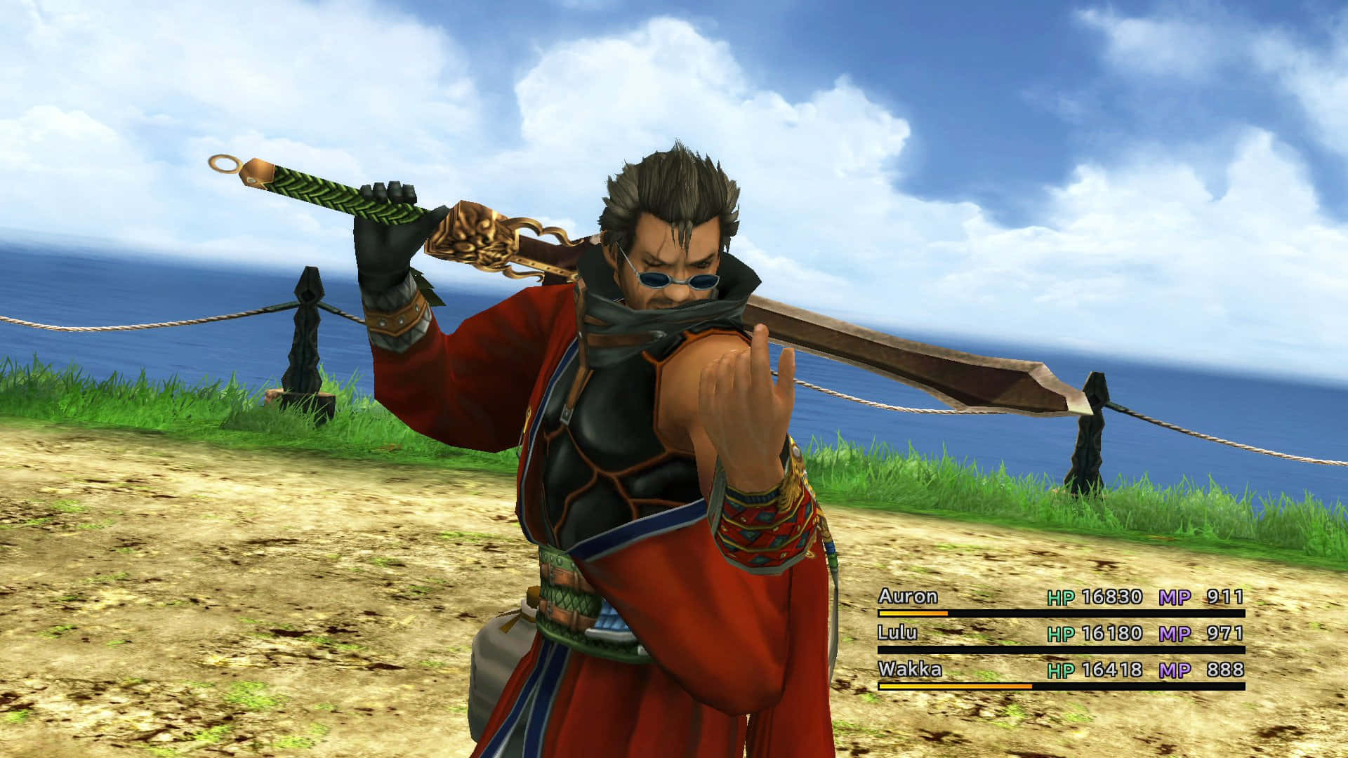 Auron, Final Fantasy, red armor, Full HD Desktop Wallpaper