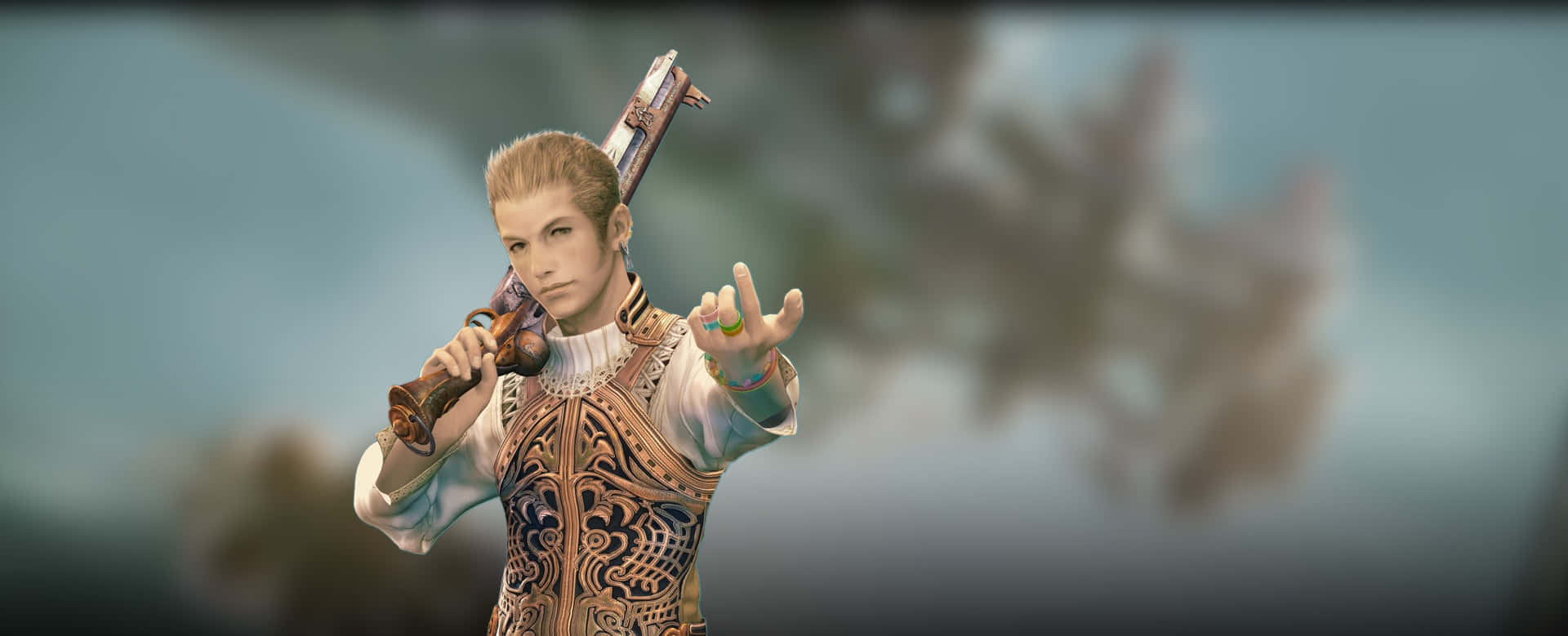 Final Fantasy Balthier, blond-haired warrior, ornate golden armor, Full HD Desktop Wallpaper