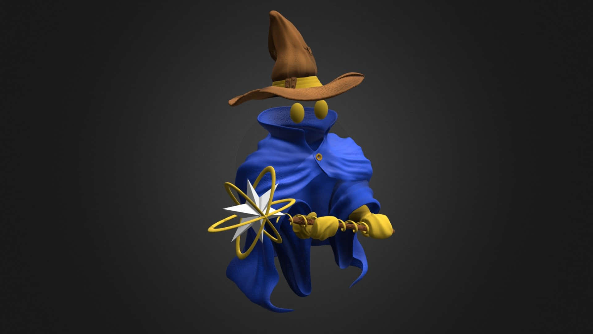 Final Fantasy Black Mage, blue robe, brown hat, Full HD Desktop Wallpaper