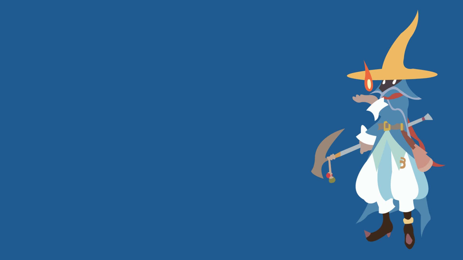 Final Fantasy Black Mage, blue wizard, yellow hat, Full HD Desktop Wallpaper