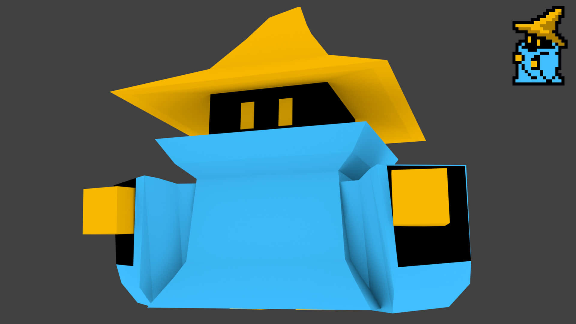 Black Mage, Final Fantasy, blue and yellow pixelated wizard, Full HD Desktop Wallpaper