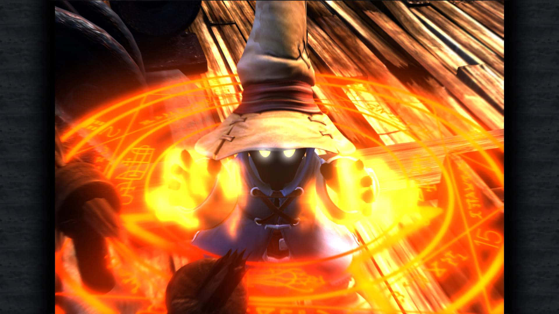 Final Fantasy Black Mage, glowing eyes, fiery magic, Full HD Desktop Wallpaper