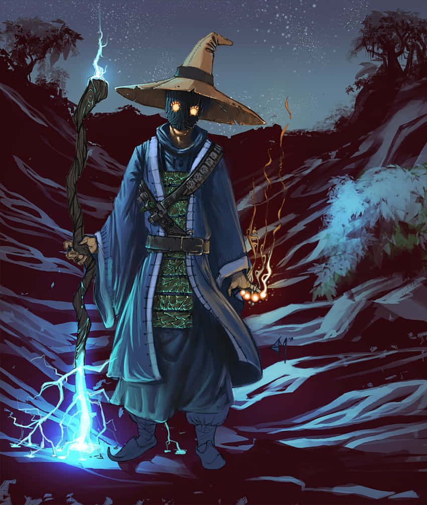 Final Fantasy Black Mage, masked wizard, wide-brimmed hat, SD Phone Wallpaper