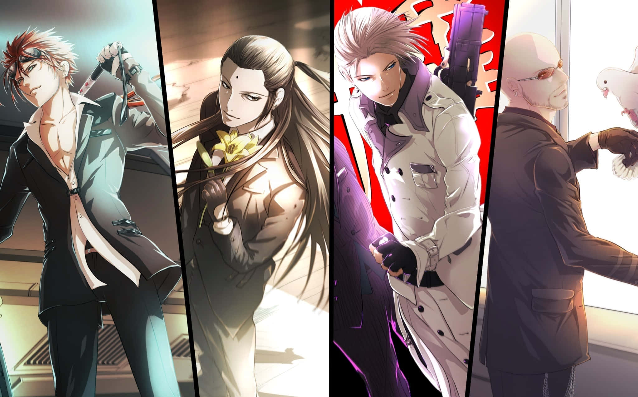 Final Fantasy characters, anime men, stylish suits, Full HD Desktop Wallpaper