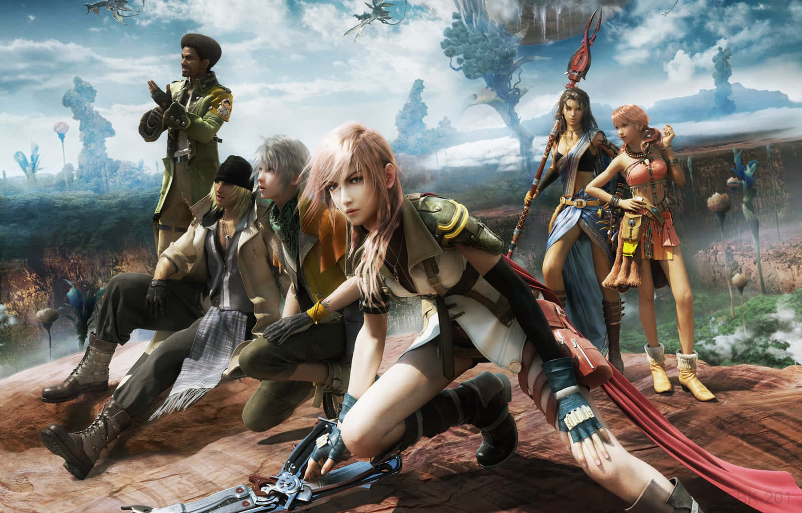 Final Fantasy Characters, rocky outcrop, surreal alien landscape, HD Desktop Wallpaper