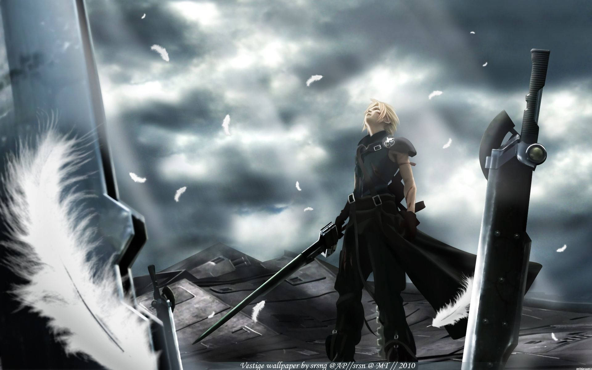 Final Fantasy, blonde anime warrior, black armor, Full HD Desktop Wallpaper