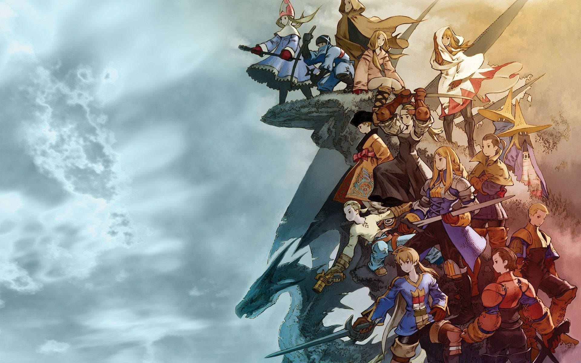 Final Fantasy, anime group, fantasy warriors, Full HD Desktop Wallpaper