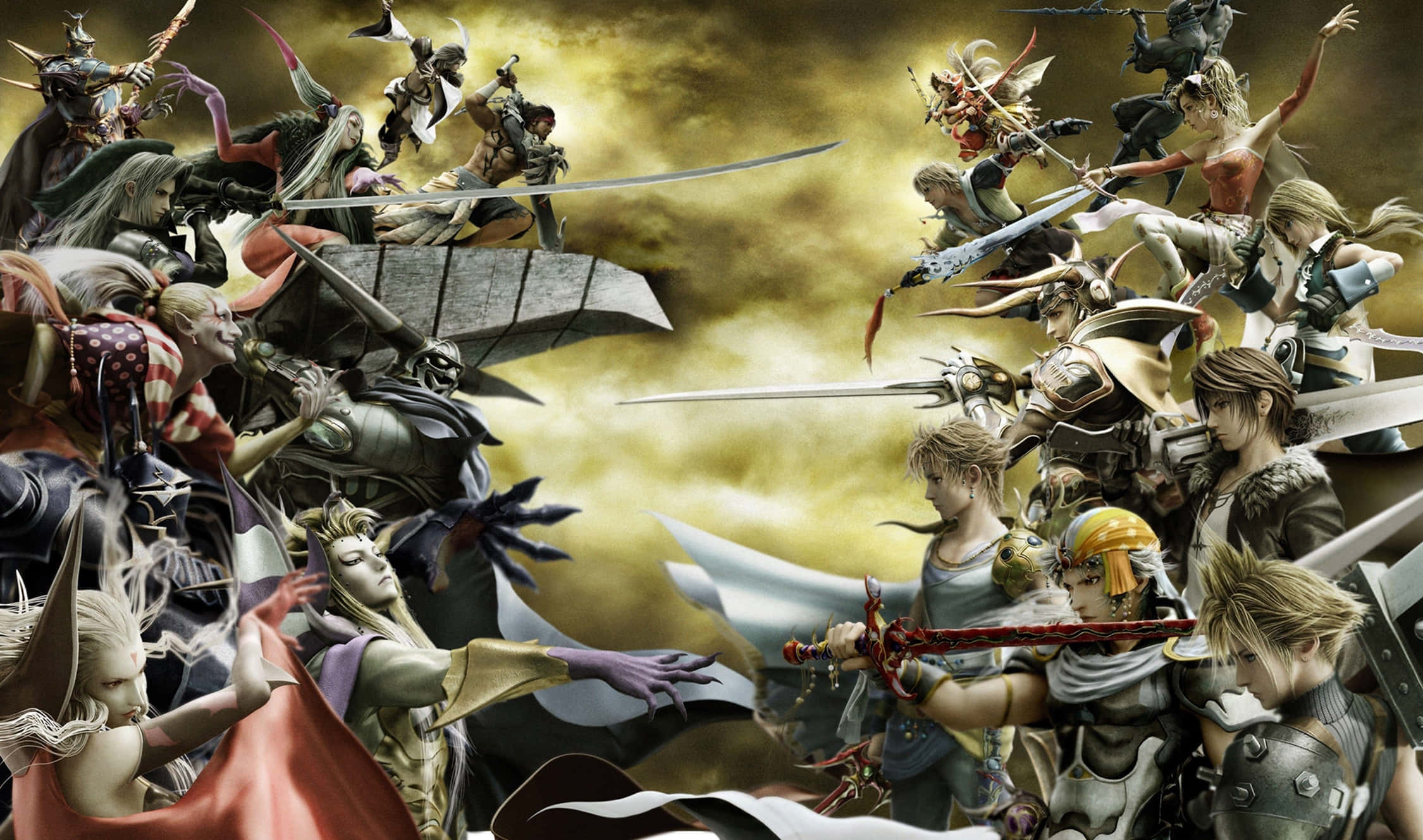 Final Fantasy Dissidia, epic battle scene, warriors, Full HD Desktop Wallpaper
