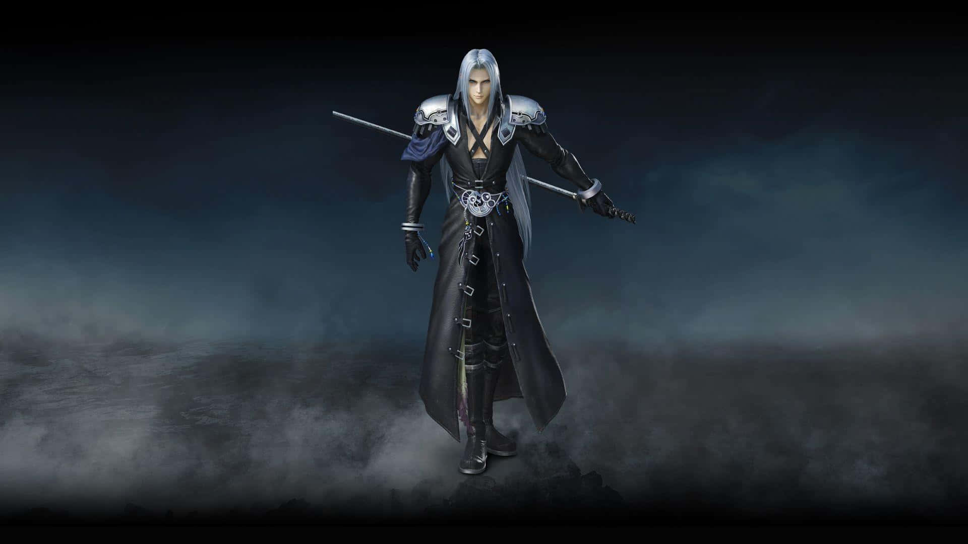 Final Fantasy Dissidia, silver-haired warrior, black armor, Full HD Desktop Wallpaper