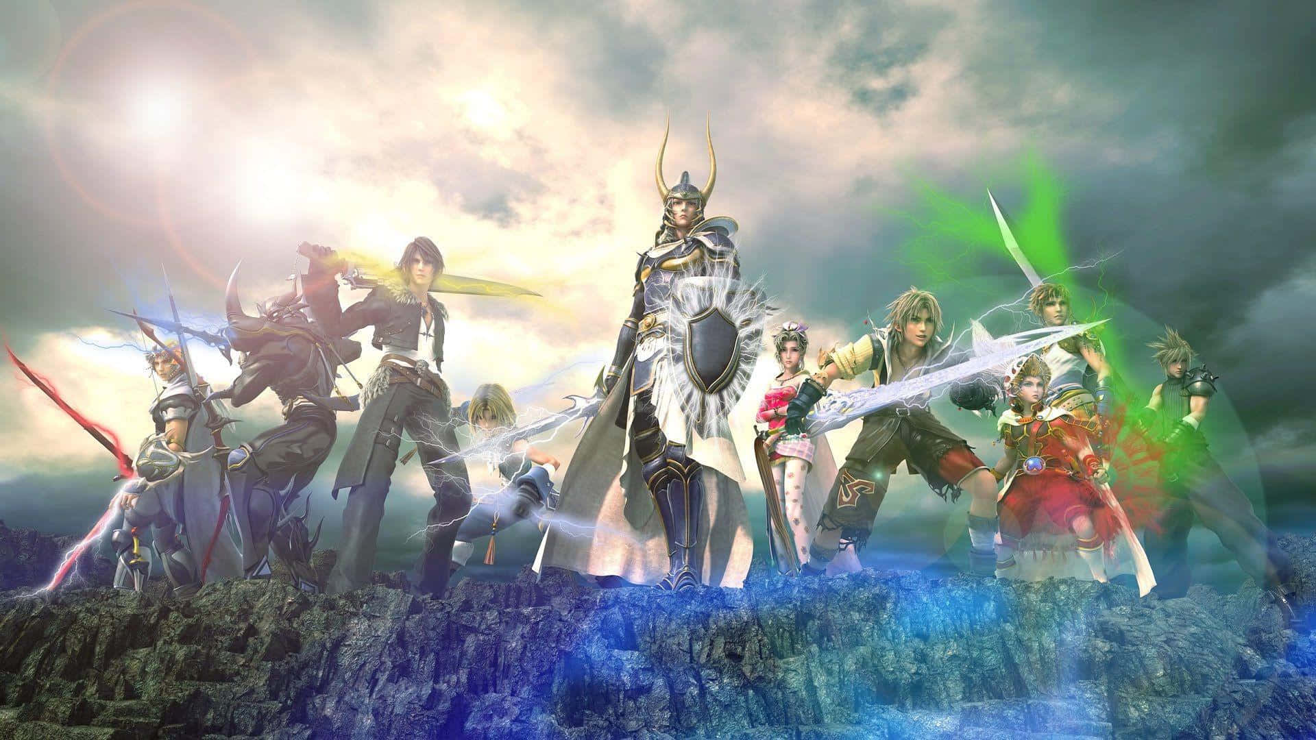 Final Fantasy Dissidia, fantasy warriors, glowing swords, Full HD Desktop Wallpaper