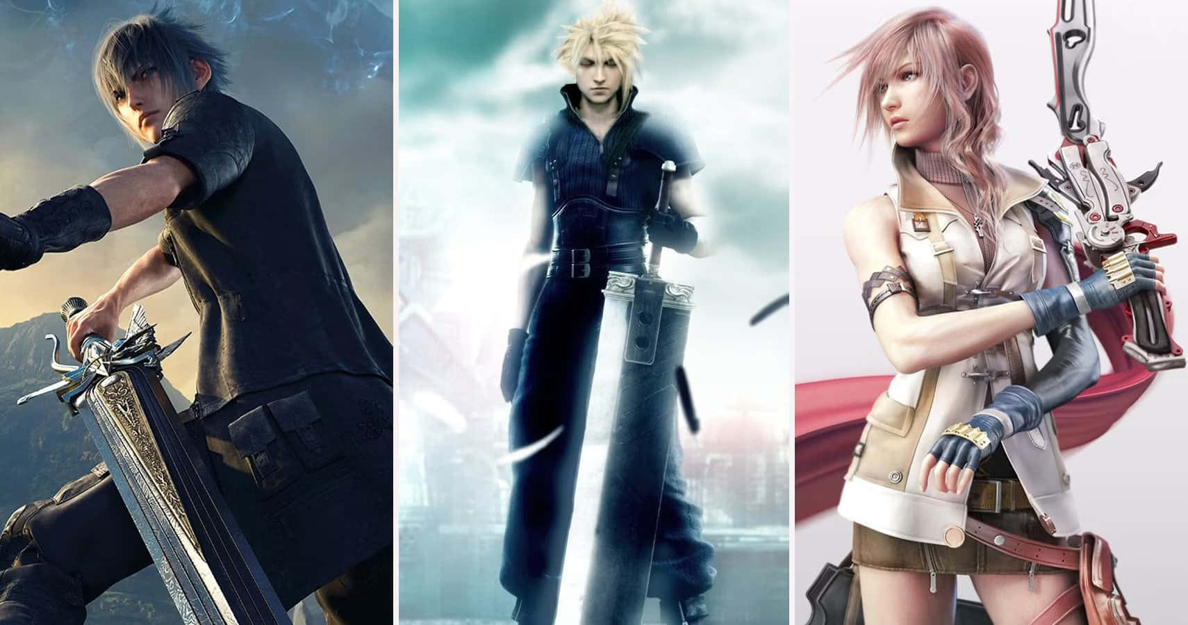 Final Fantasy, anime-style warriors, ornate swords, HD Desktop Wallpaper
