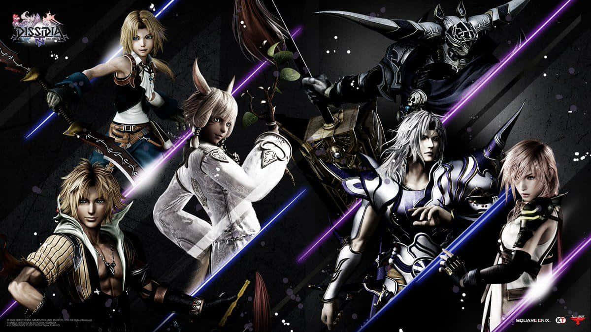Final Fantasy Dissidia, anime-style warriors, detailed armor, SD Desktop Wallpaper