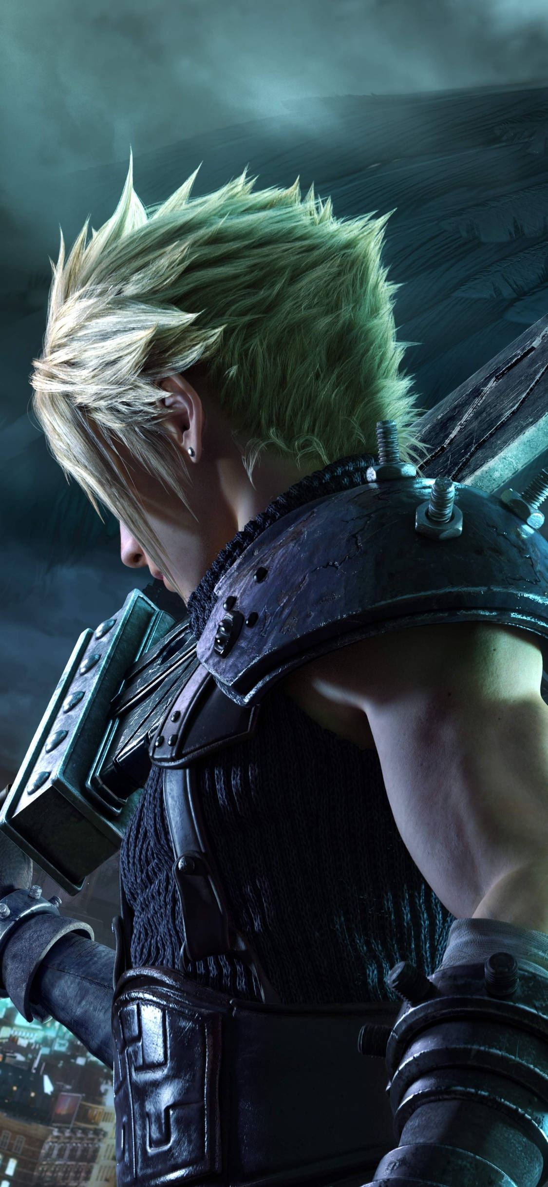 Final Fantasy, spiky-haired warrior, dark armor, Full HD Phone Wallpaper