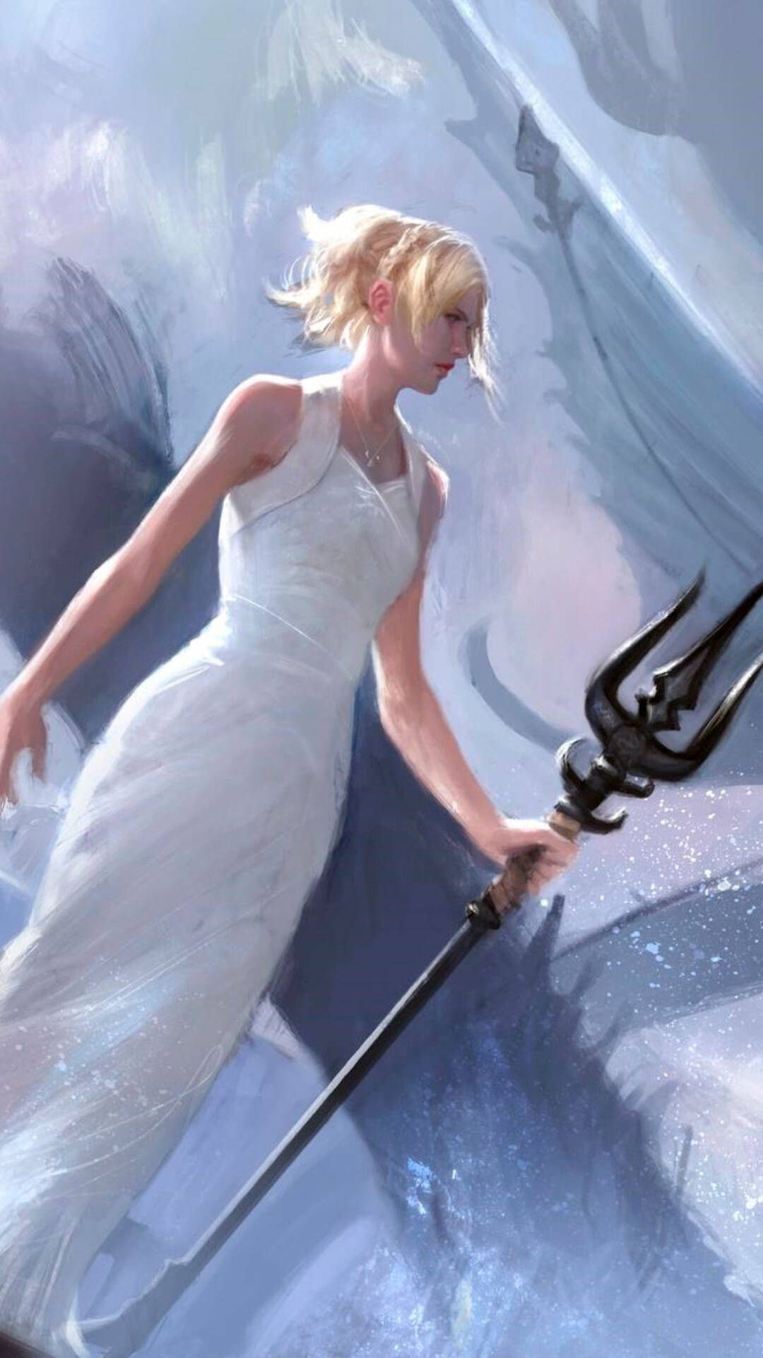 Final Fantasy iPhone, blonde woman, flowing white gown, Full HD Phone Wallpaper