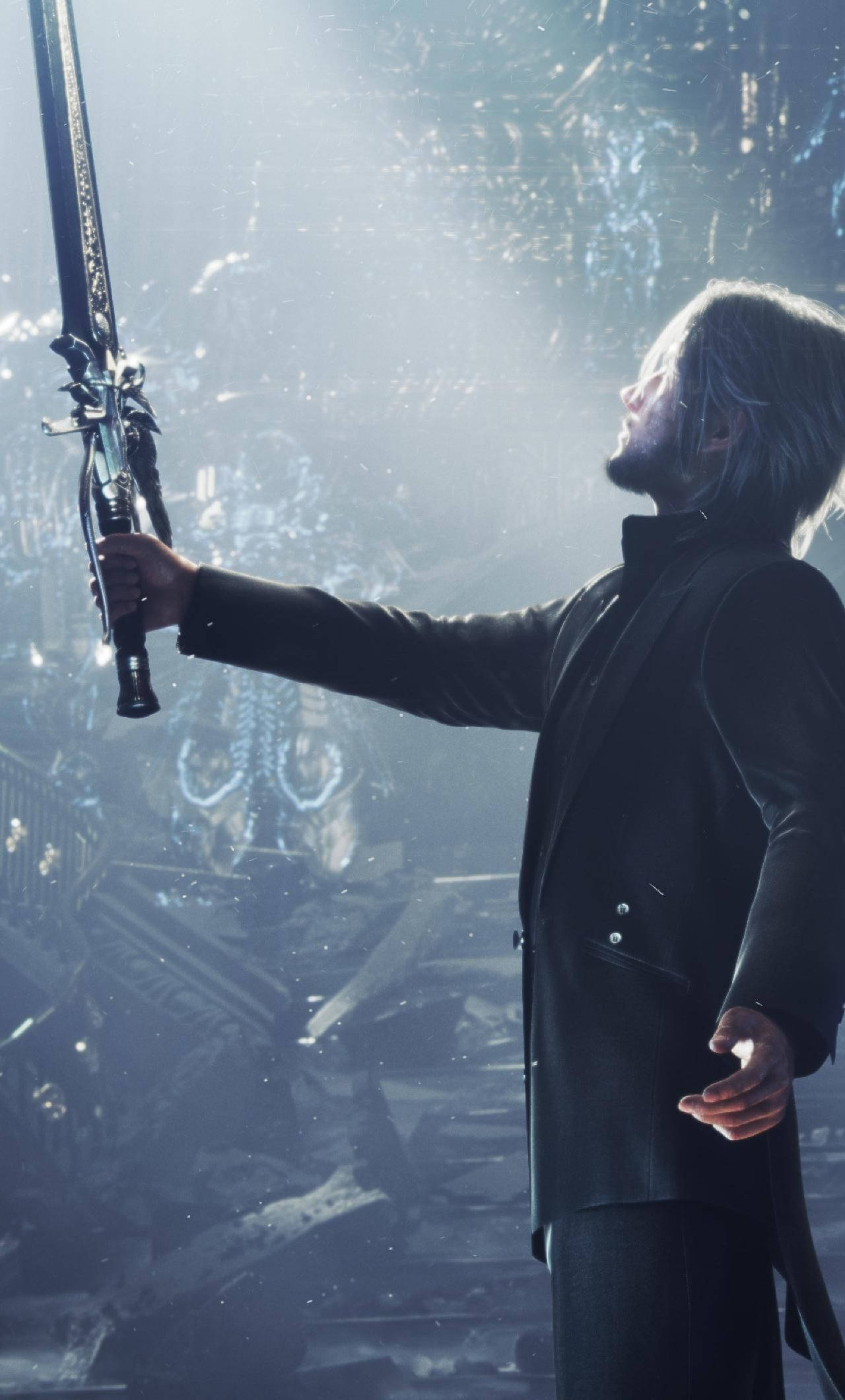 Final Fantasy iPhone, silver-haired man, black coat, Full HD Phone Wallpaper