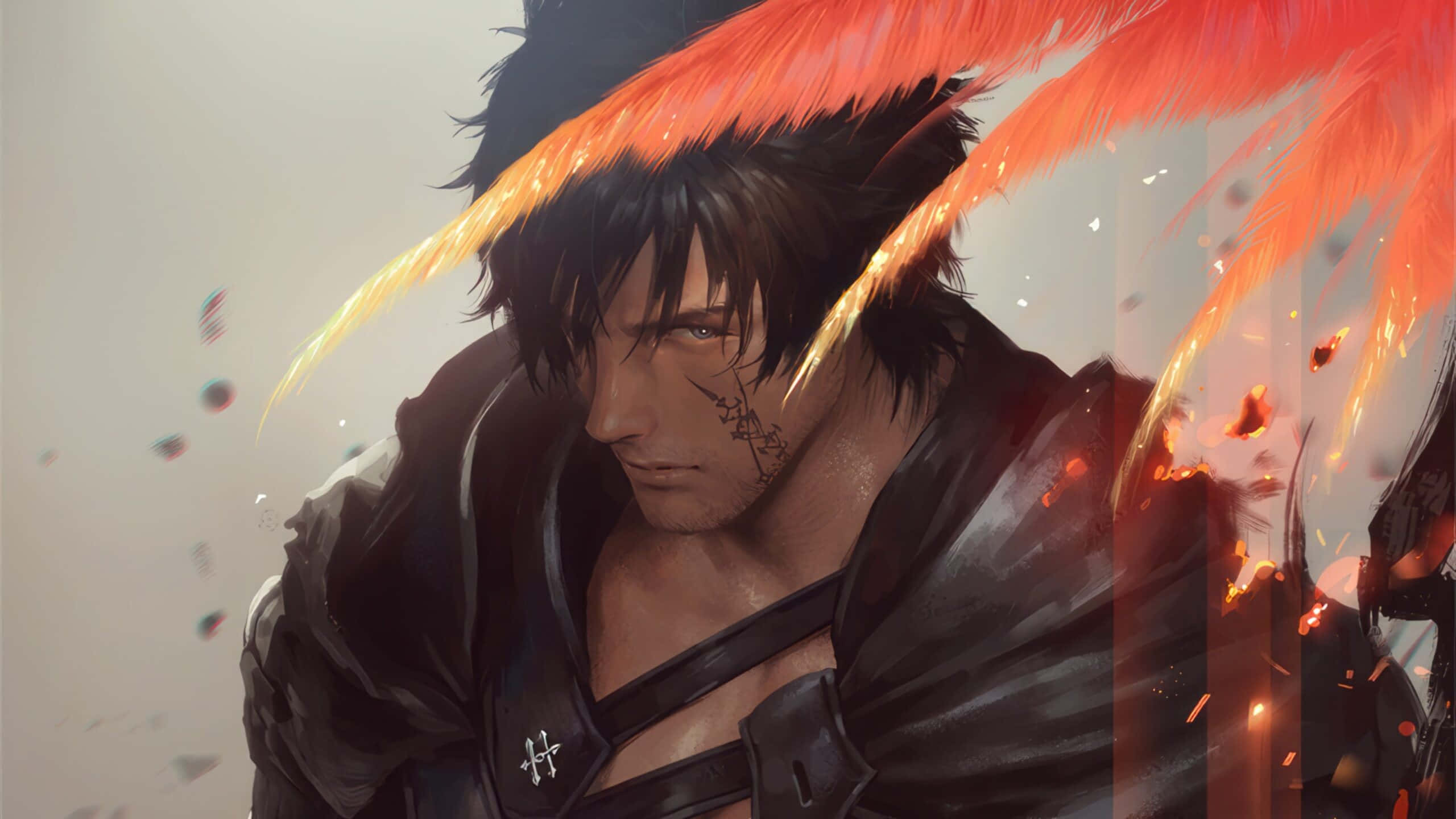 Final Fantasy 16, flaming wings, anime warrior, 2K Desktop Wallpaper