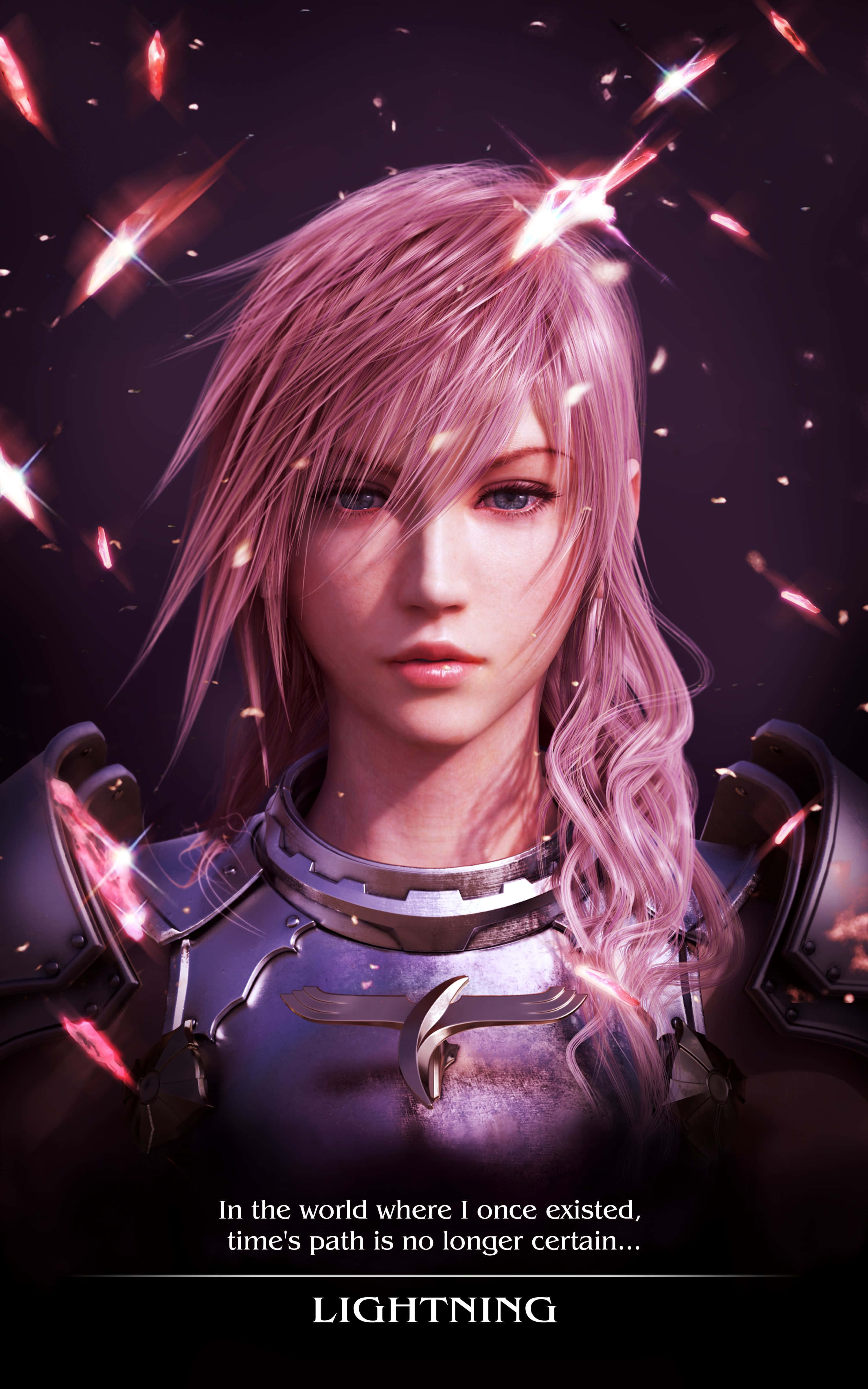 Lightning, Final Fantasy, pink-haired, 4K Phone Wallpaper