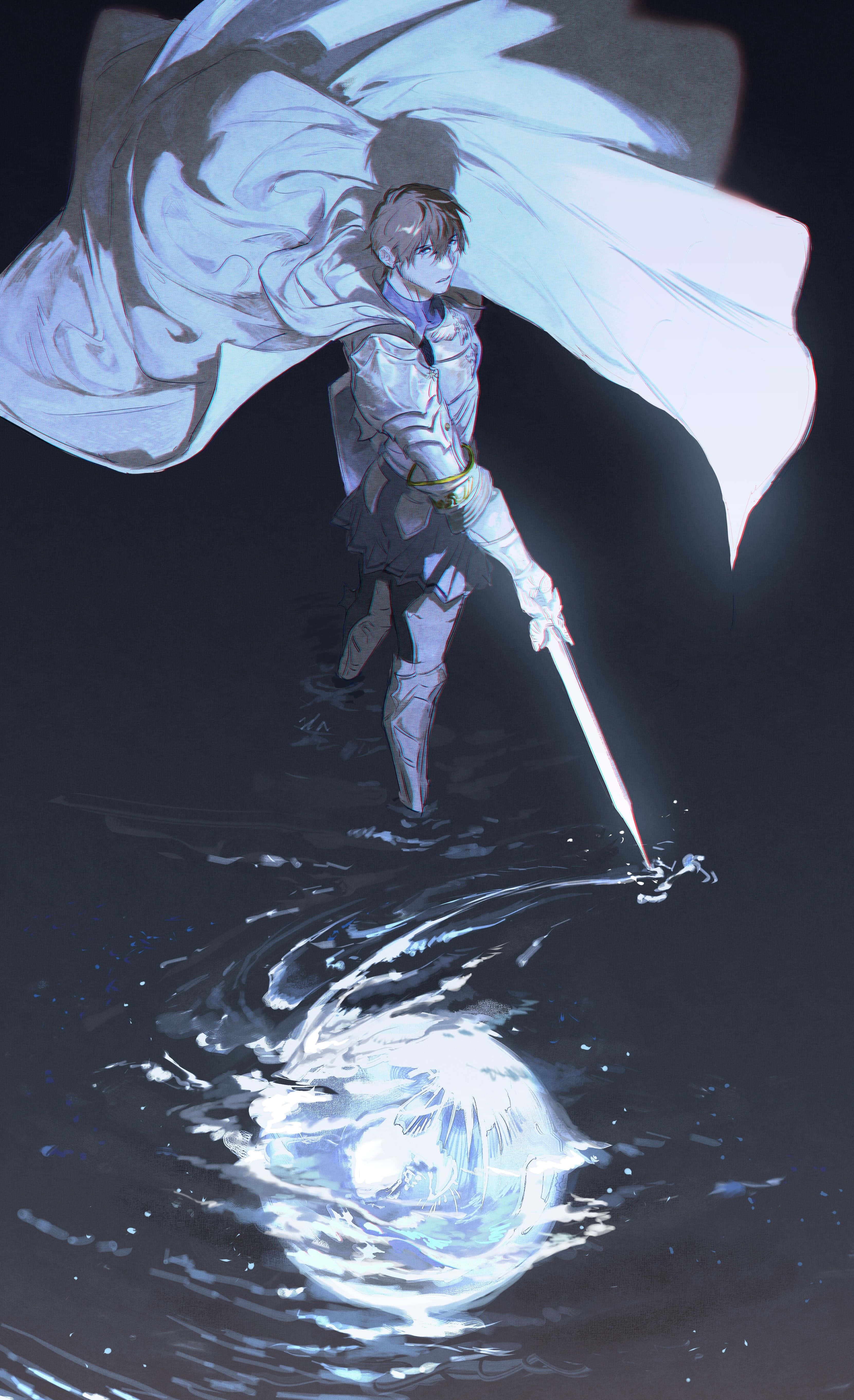 Final Fantasy Paladin, glowing sword, swirling orb, 5K Phone Wallpaper