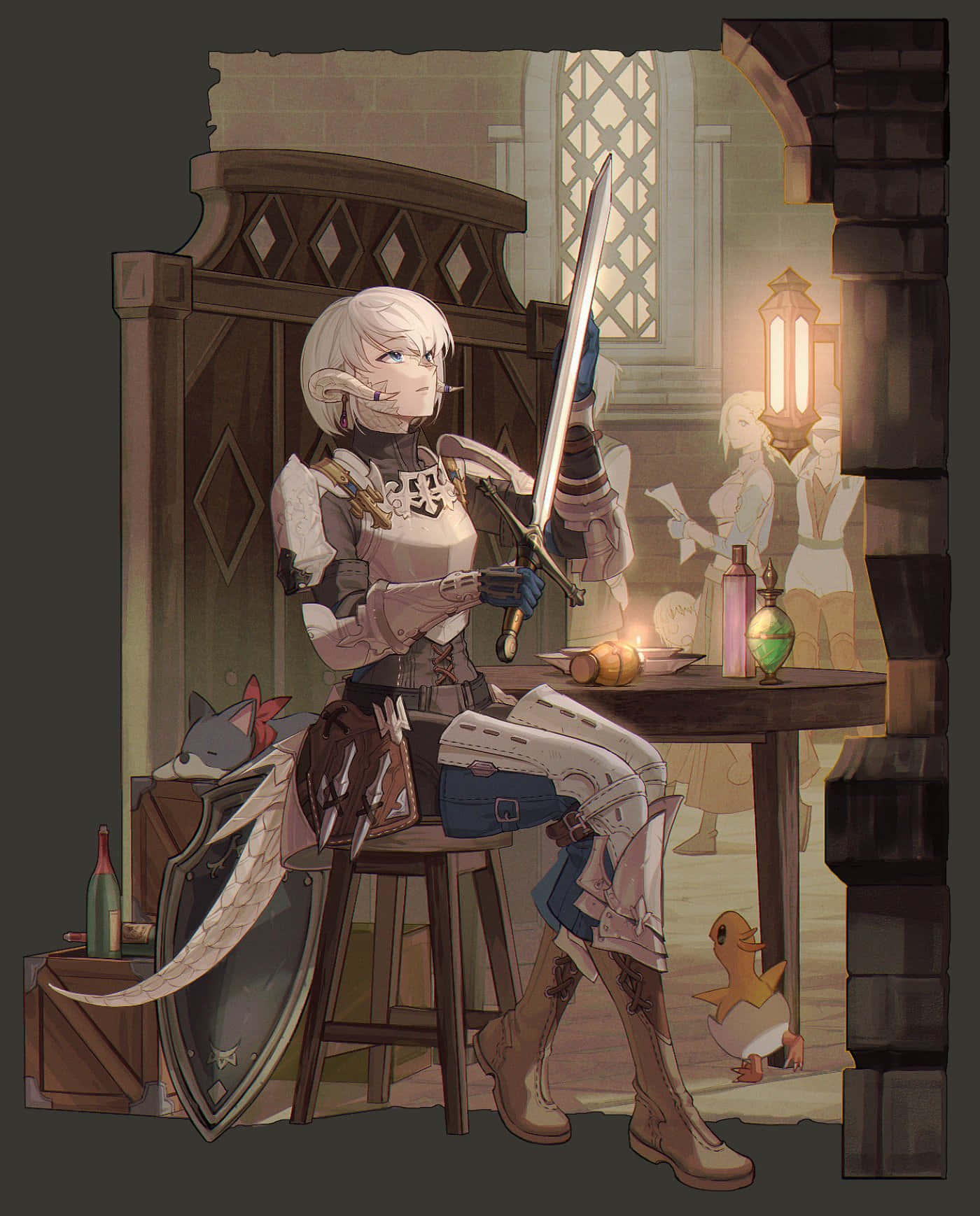 Final Fantasy Paladin, white-haired knight, armor, HD Phone Wallpaper