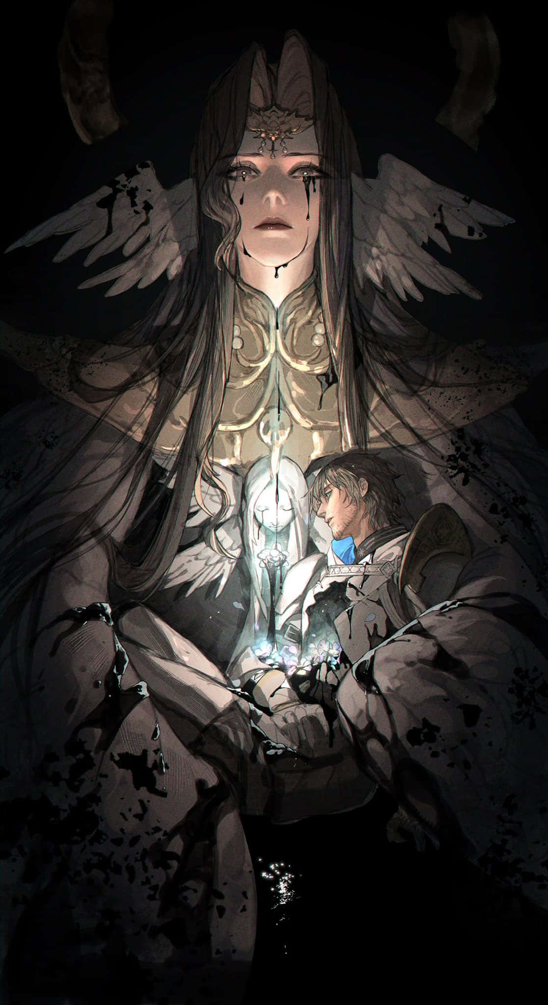 Final Fantasy Paladin, guardian art, sorrowful angel, Full HD Phone Wallpaper