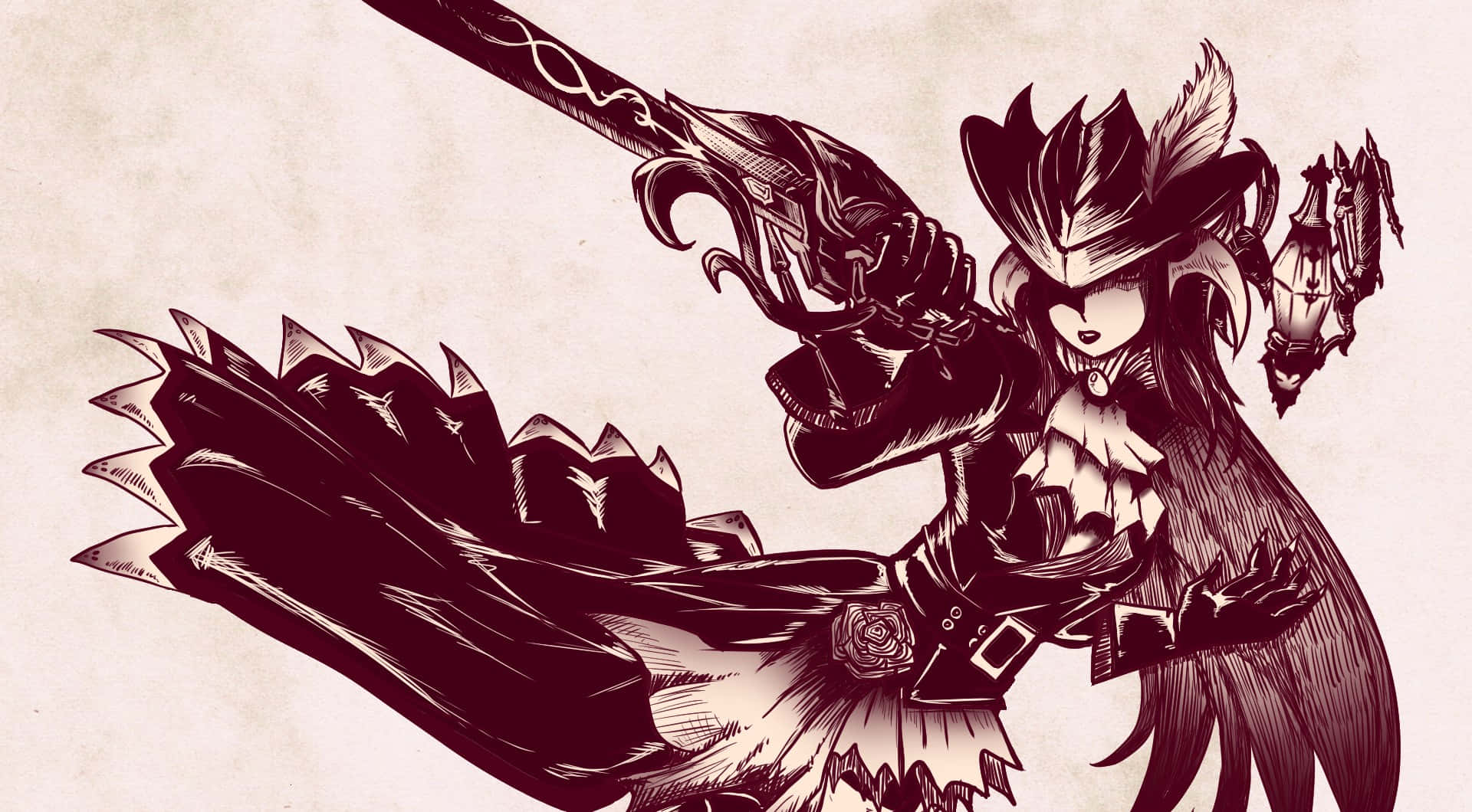 Final Fantasy Red Mage, stylized warrior, ornate dark attire, Full HD Desktop Wallpaper
