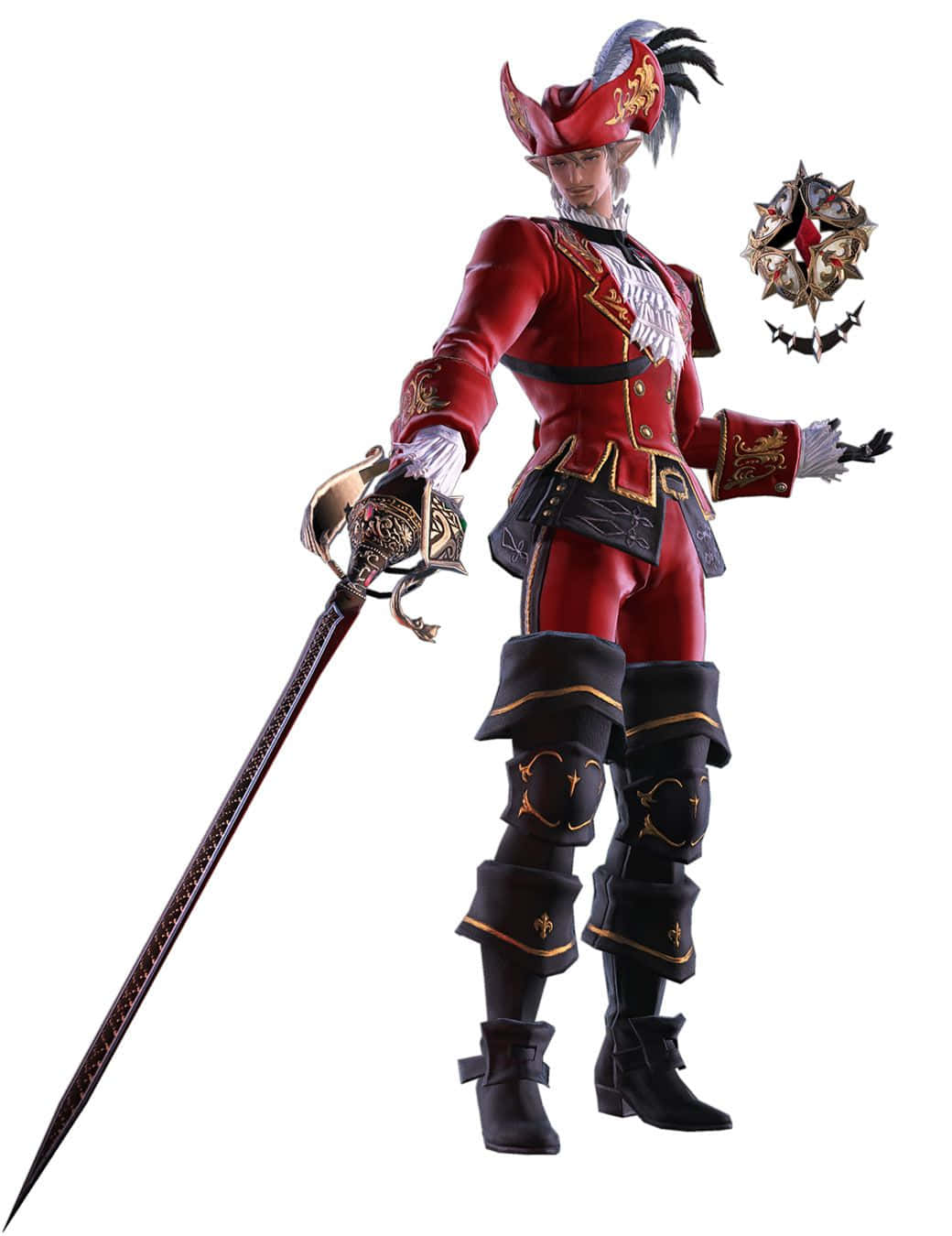 Final Fantasy Red Mage, red and black uniform, gold trim, HD Phone Wallpaper
