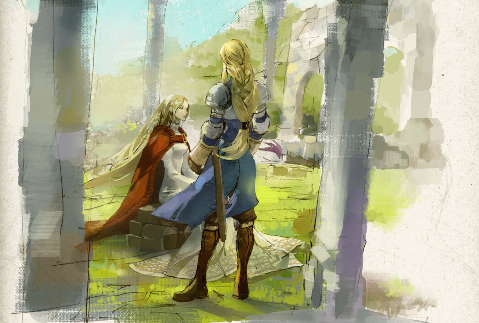 Final Fantasy Tactics, red cloak, blue armor, Full HD Desktop Wallpaper