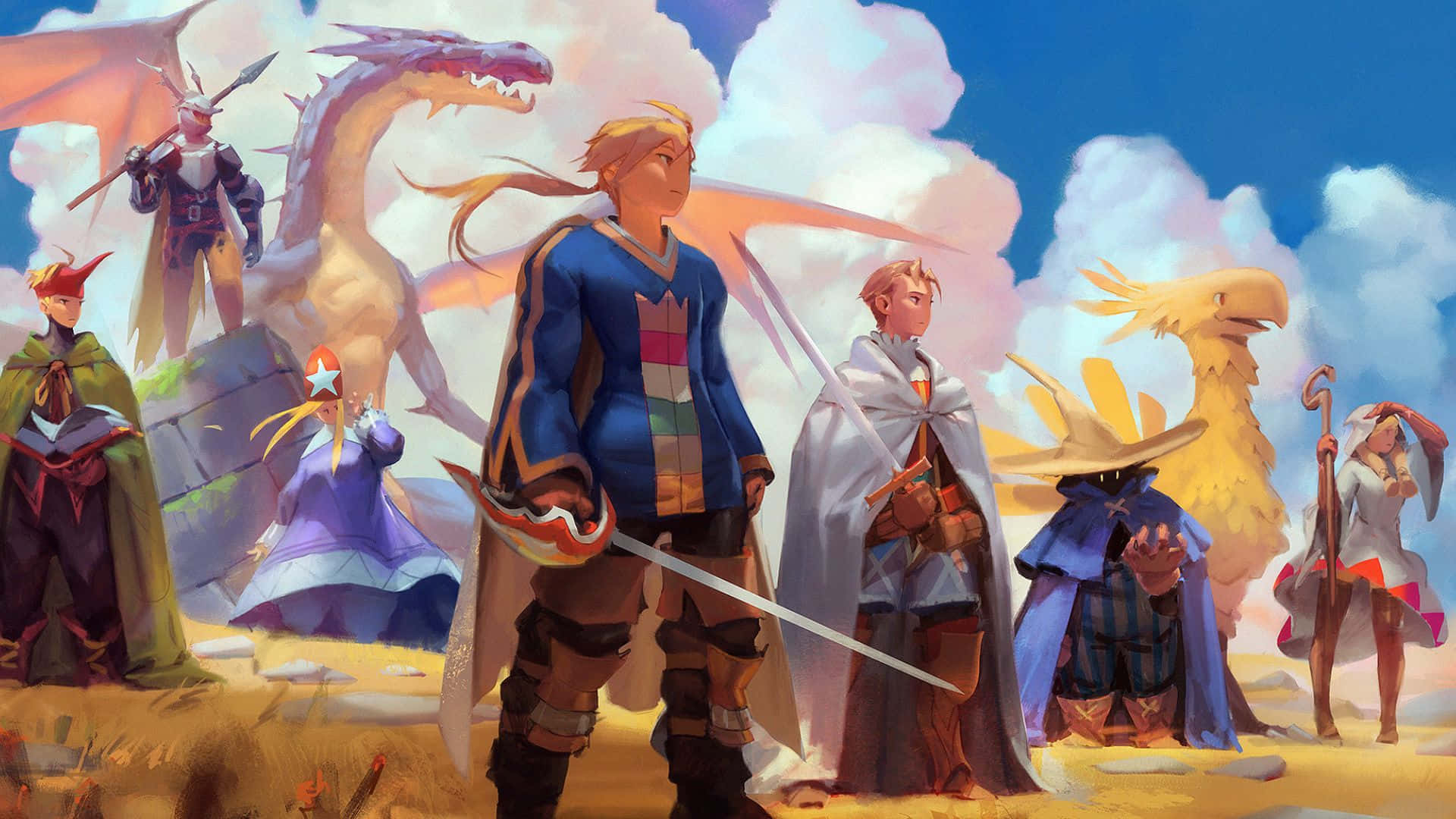 Final Fantasy Tactics, adventurers, dragons, Full HD Desktop Wallpaper