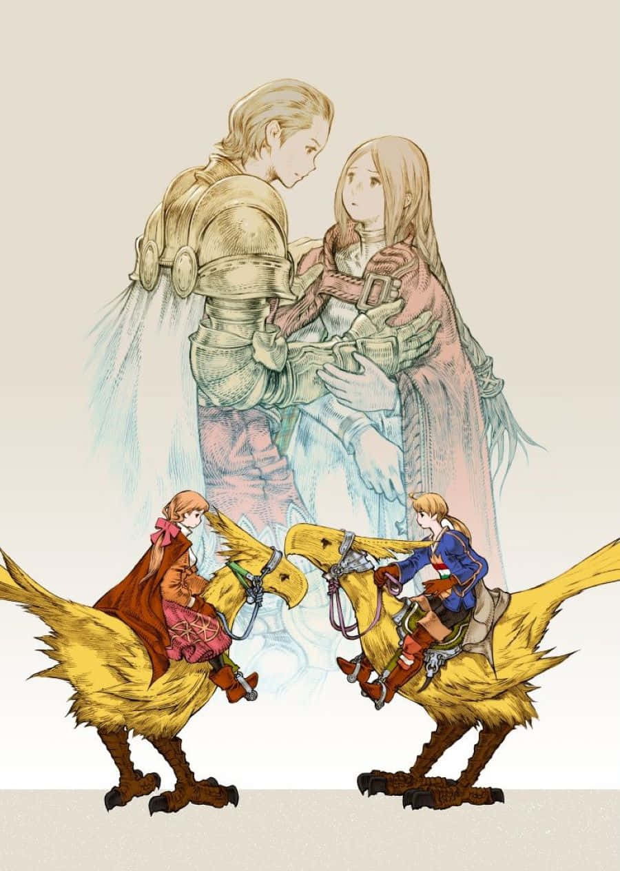 Final Fantasy Tactics, chocobo, knight in armor, SD Phone Wallpaper