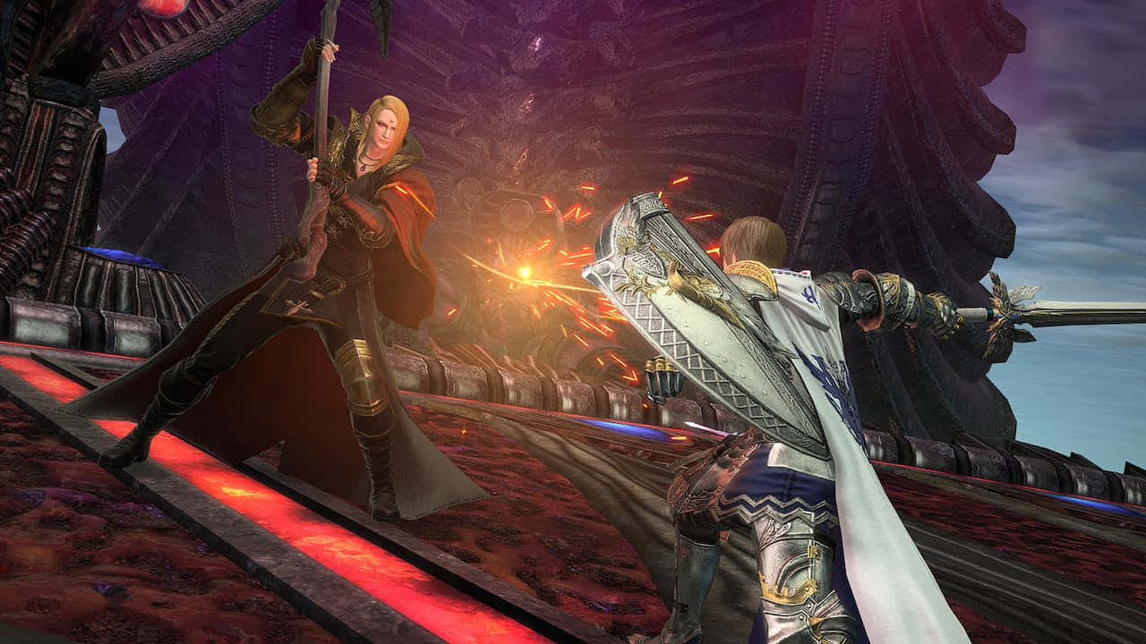 Final Fantasy, epic combat scene, armored warriors, HD Desktop Wallpaper