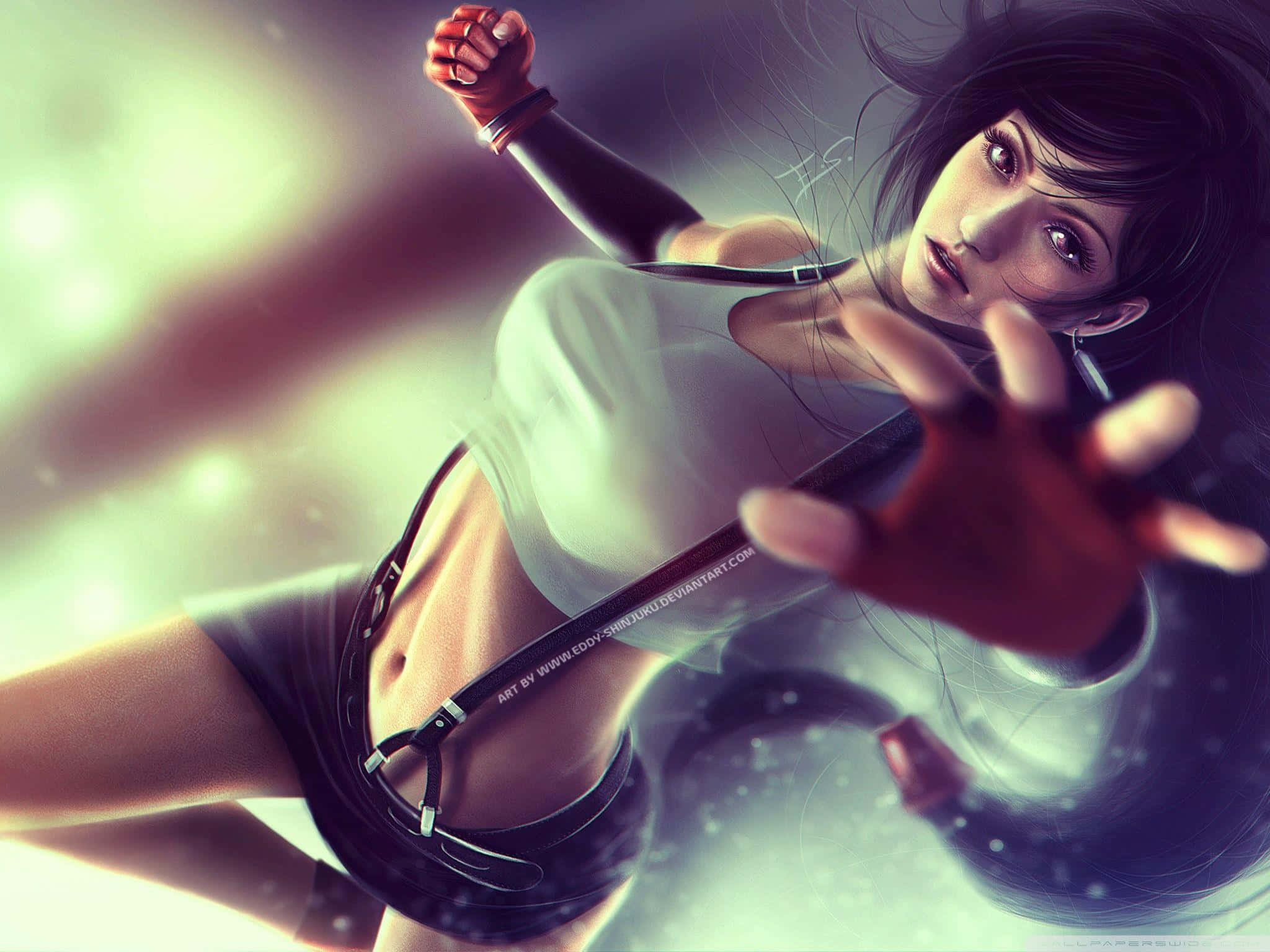 Final Fantasy VIII, anime-style female fighter, glowing energy effects, Full HD Desktop Wallpaper