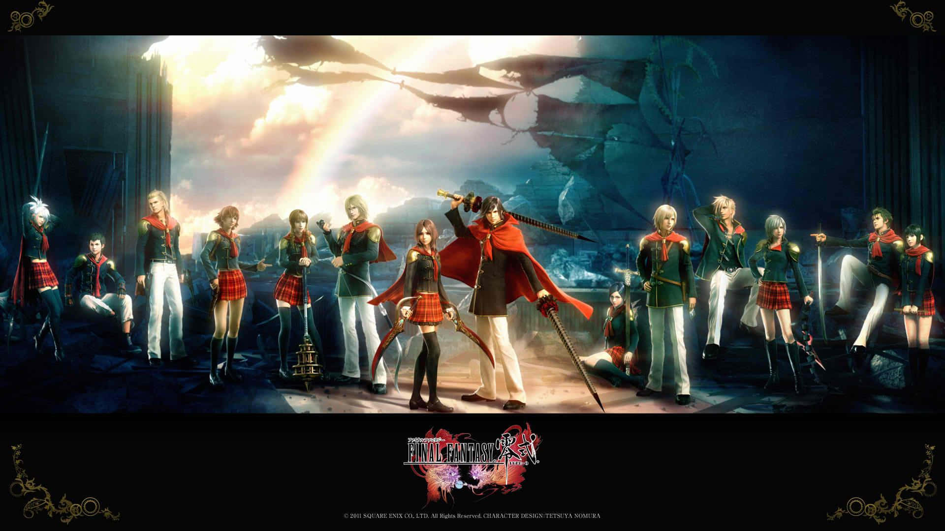 Final Fantasy VIII, anime characters, red and green uniforms, Full HD Desktop Wallpaper