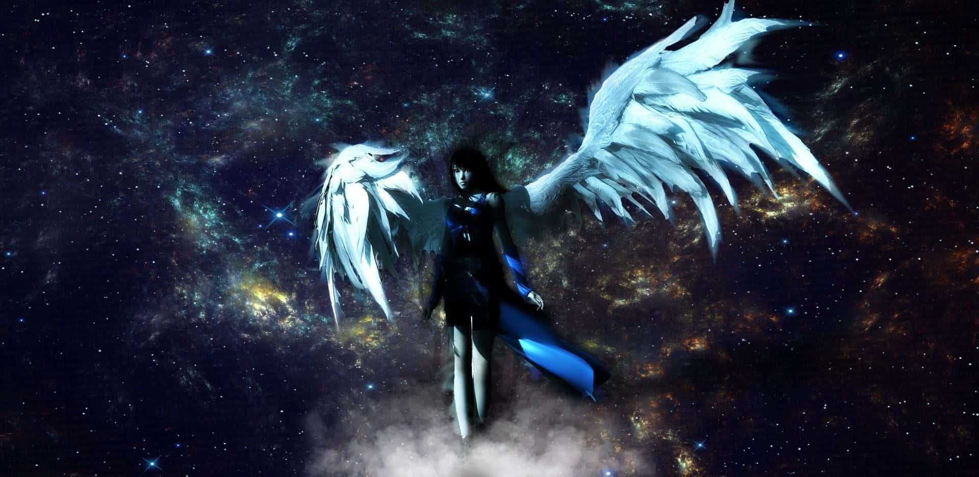 Final Fantasy VIII, dark-haired angel, glowing white wings, Full HD Desktop Wallpaper